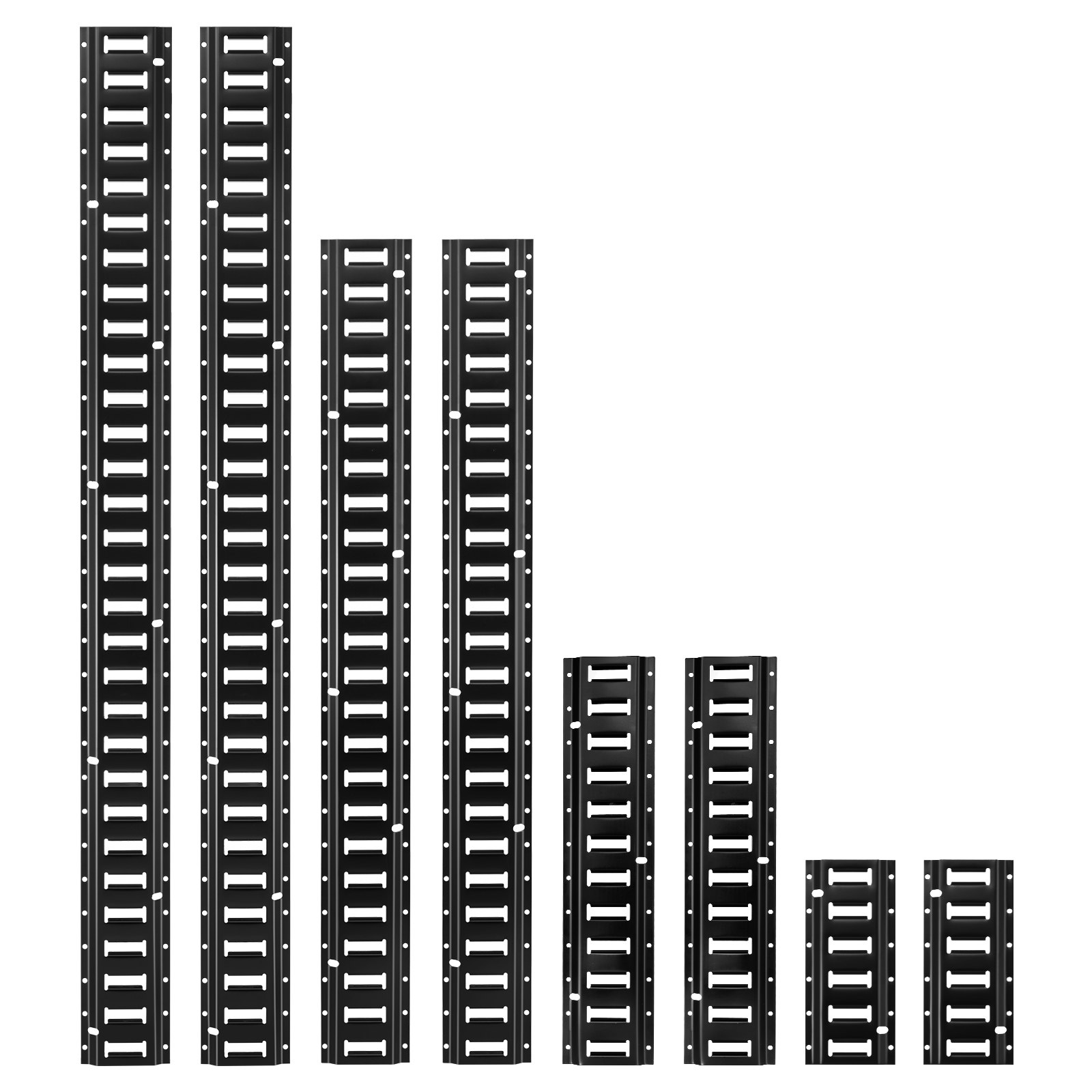 E-Track Tie-Down Rail Kit, 8 Pack (5ft+4ft+2ft+1ft) E Track Rails, 36 Pcs Includes 2 Ratchet Straps & 8 O-Rings & 8 Tie-Offs With D-Ring & 2 Single Slots & 16 End Caps, Fit For Vans Trailers