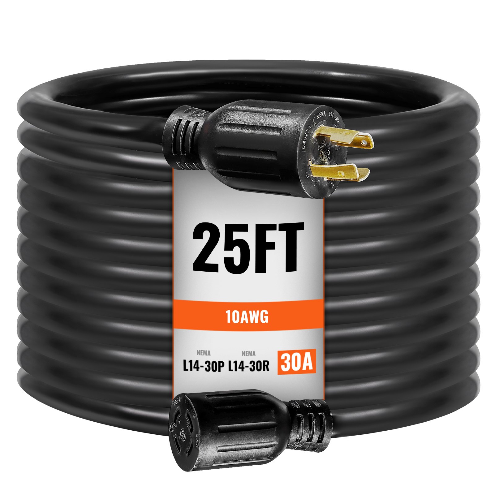 Kit cable generador 30 amperios, 25 pies, NEMA L14-30P/L14-30R, ETL Listed