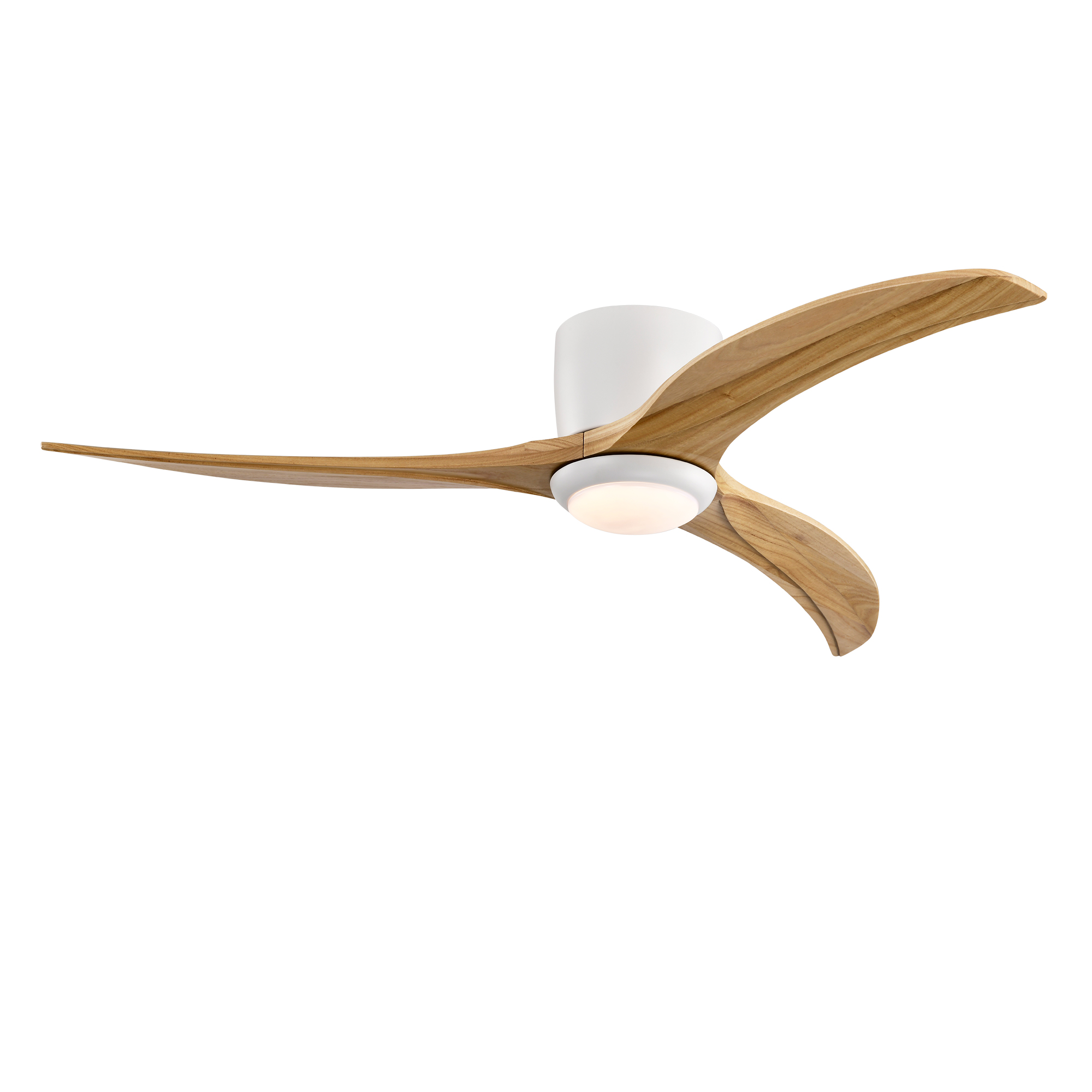 52  Solid Wood Blades Ceiling Fan With Light With Remote Control, Noiseless Reversible Motor, 6 Speed, For Patio Living Room, Bedroom,Indoor.  Matte White  Natural