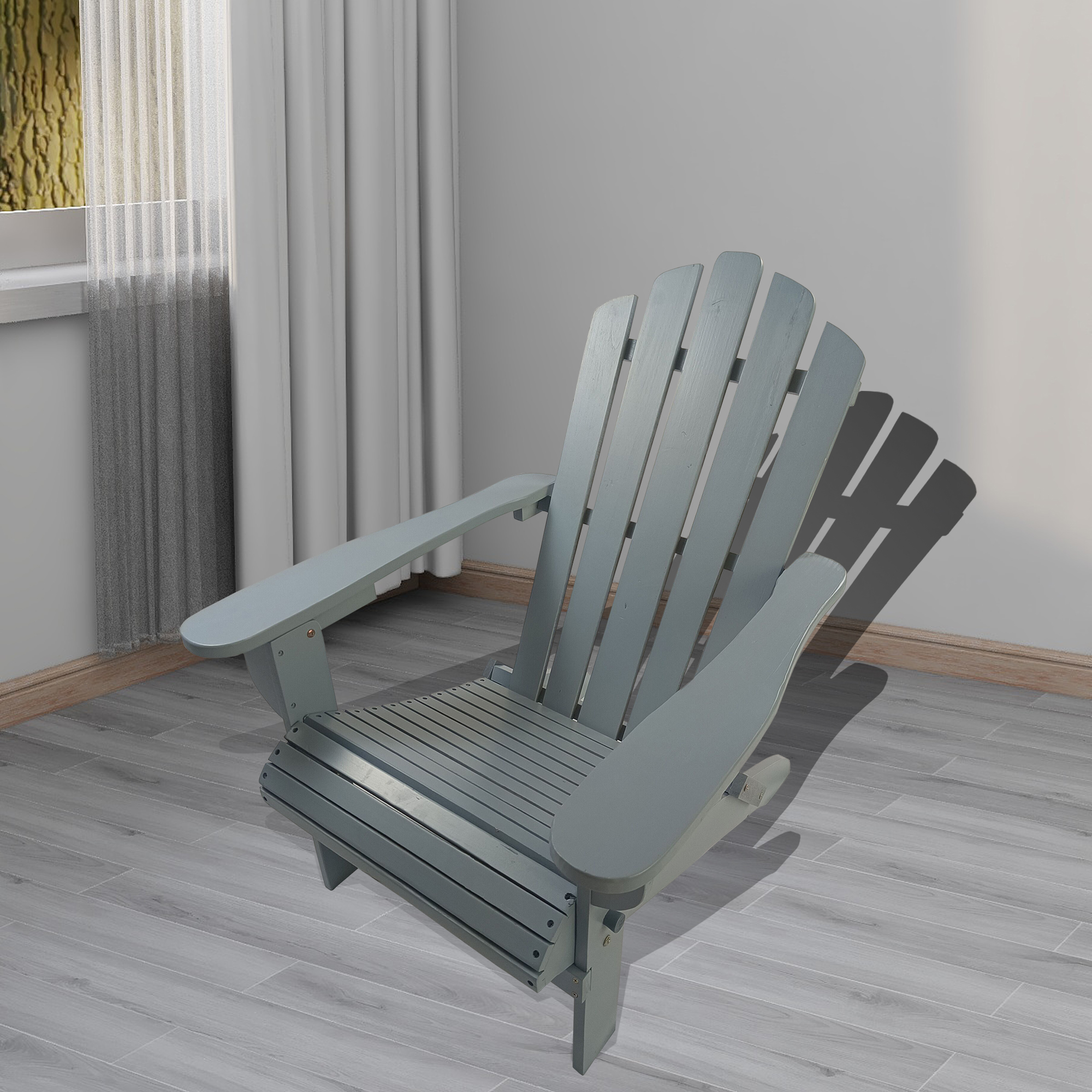Silla Adirondack de madera plegable, gris, para interior o exterior