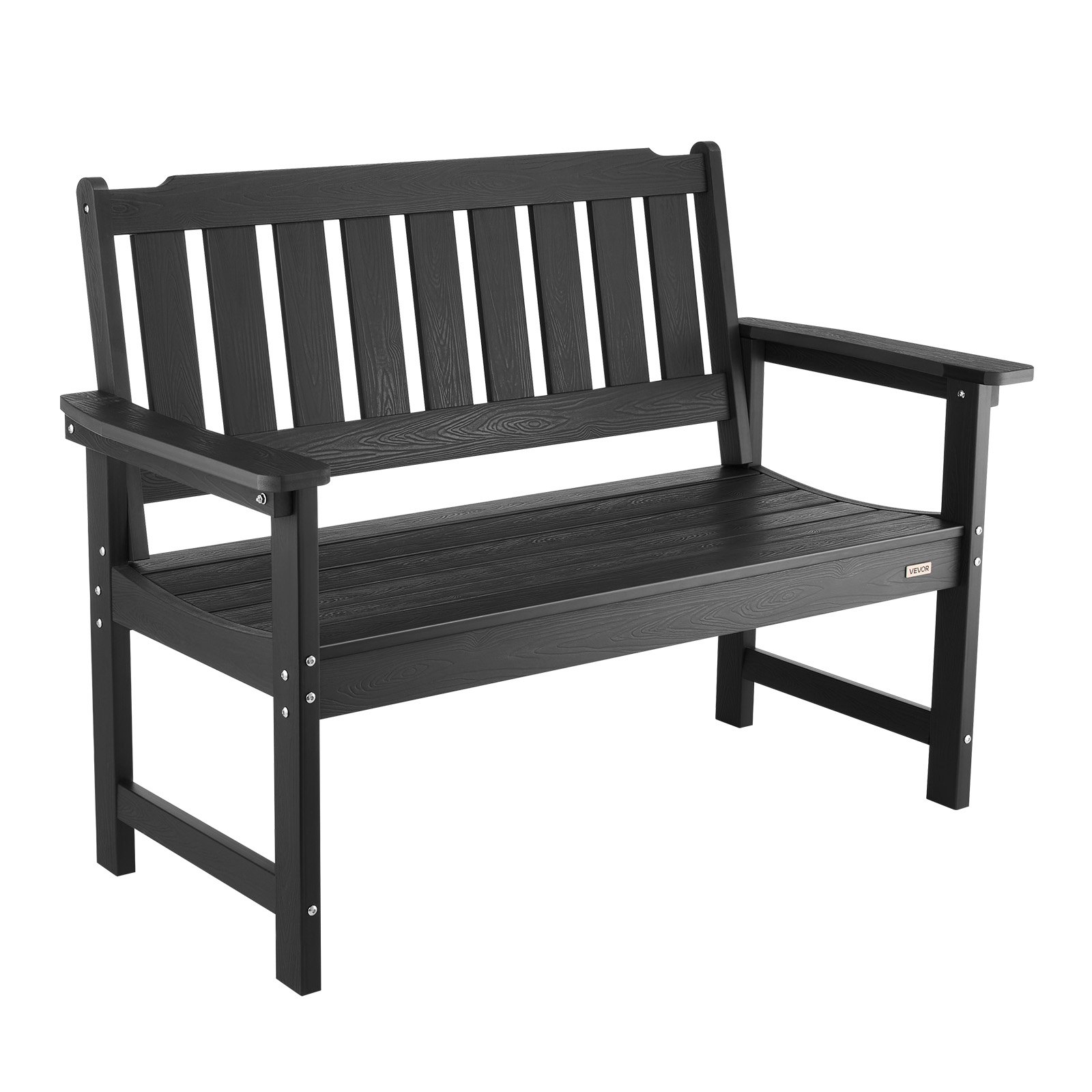 Outdoor Bench Patio Bench 50.5 Inch Weatherproof Plastic 800 Lbs Black