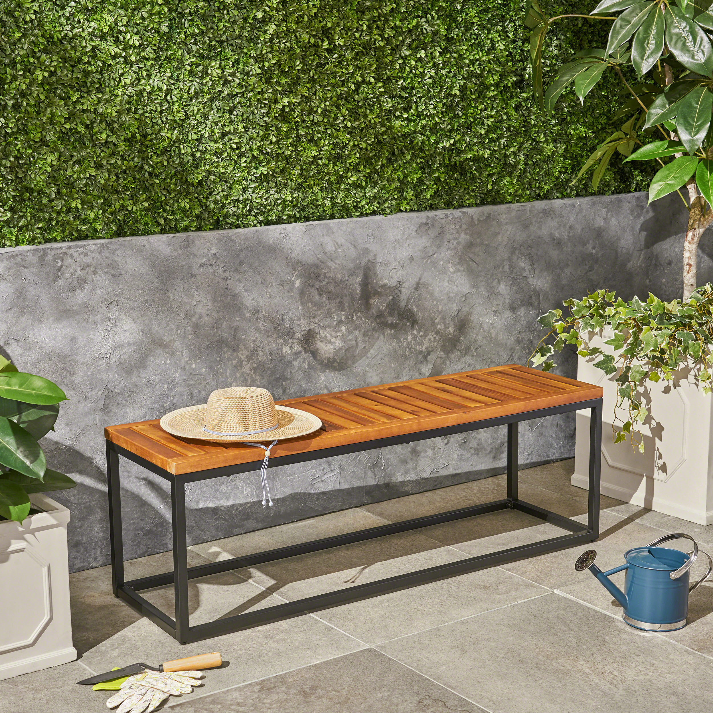 Banco JECO industrial de madera y metal.