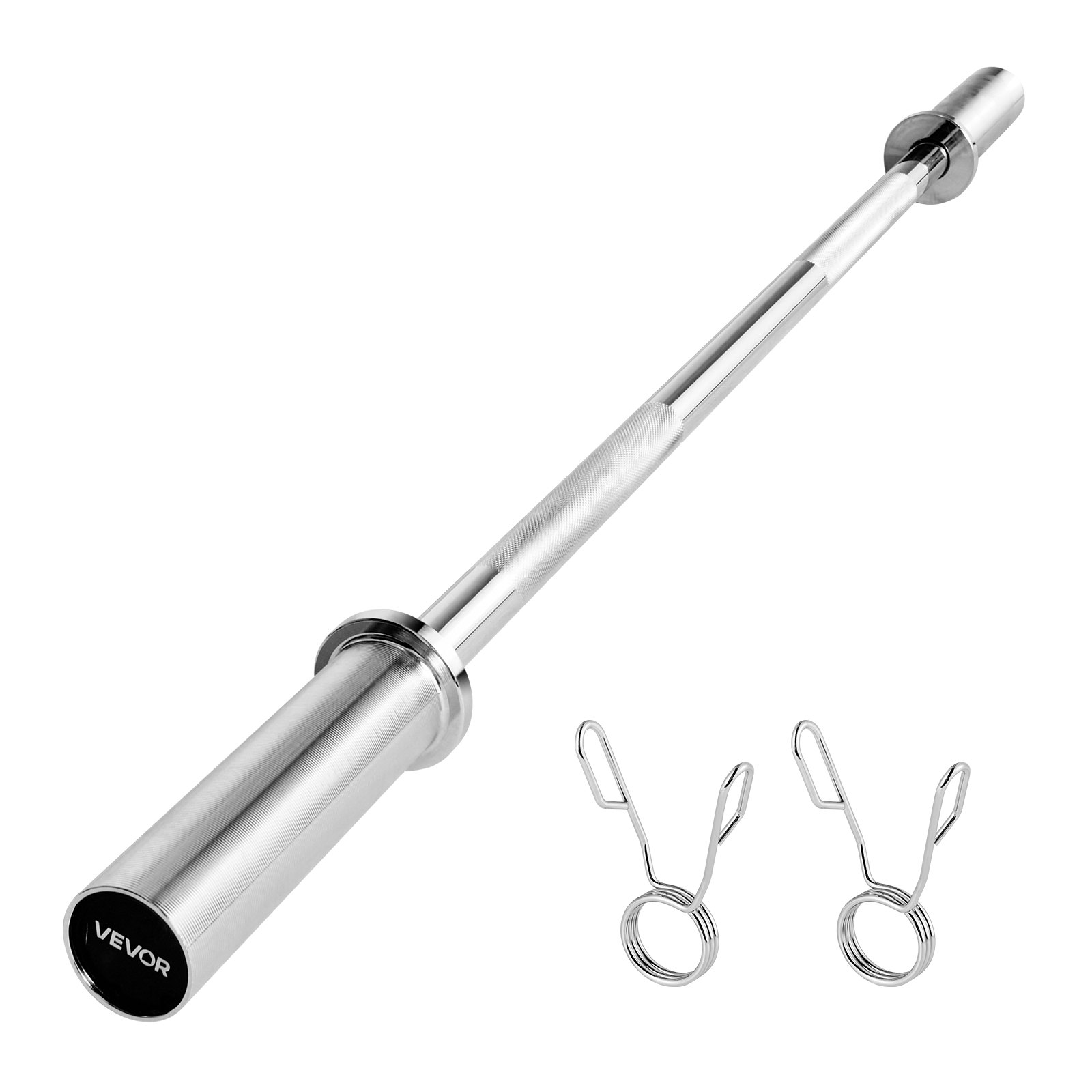 4FT Barbell Bar, Fits 2-Inch Weight Plates, Chrome Plated Barbell Bar With Knurled Grip For Strength Training, Weightlifting, Squat, Deadlift, Bench Press, Curl, Overhead Press, 500lbs Capacity