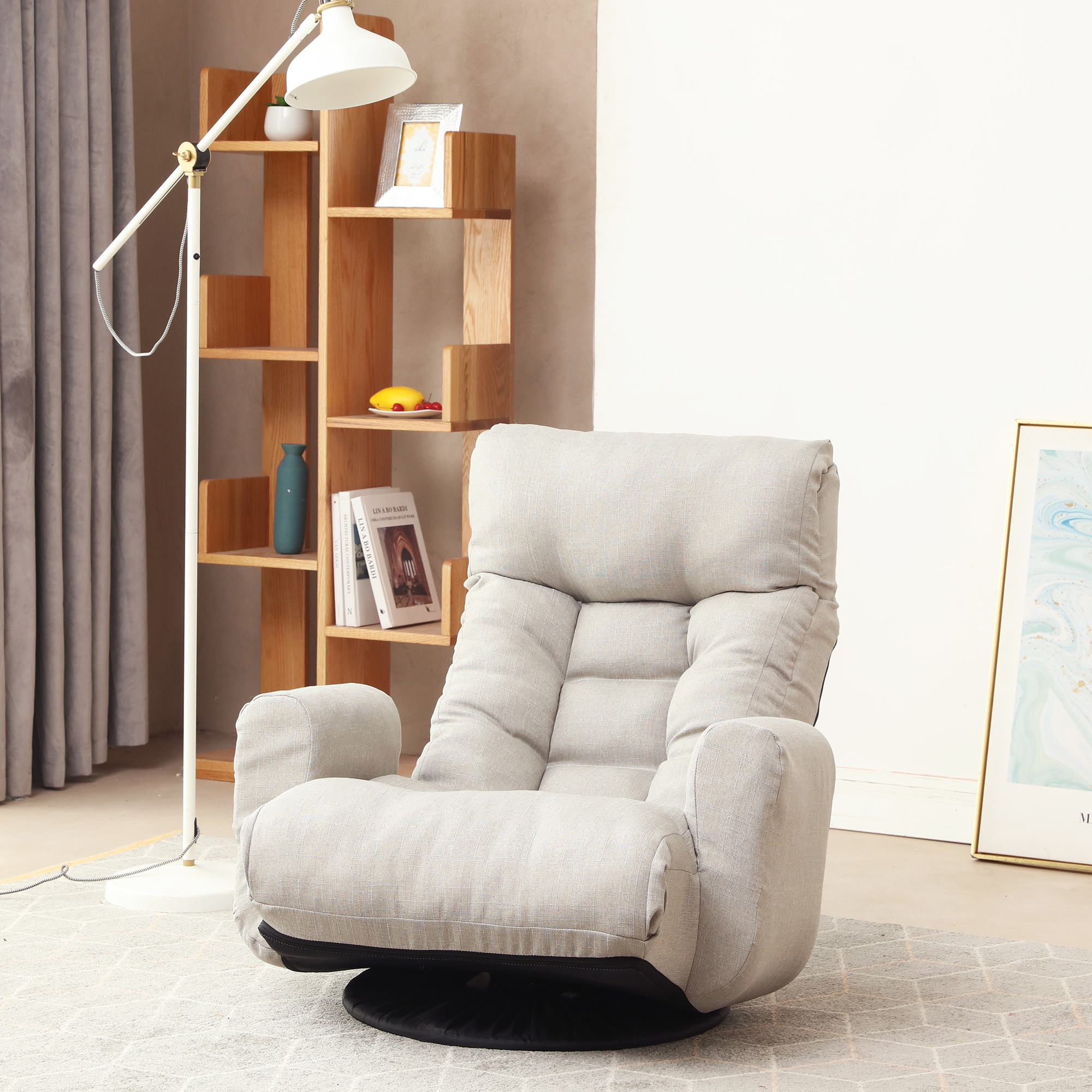 Sillón giratorio 360° con cabecera y cintura ajustables, para sala de estar