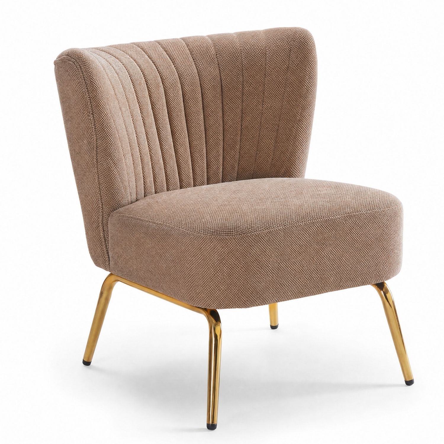 Silla auxiliar sin brazos, tapizada con patas de metal, moderna para cualquier habitación.