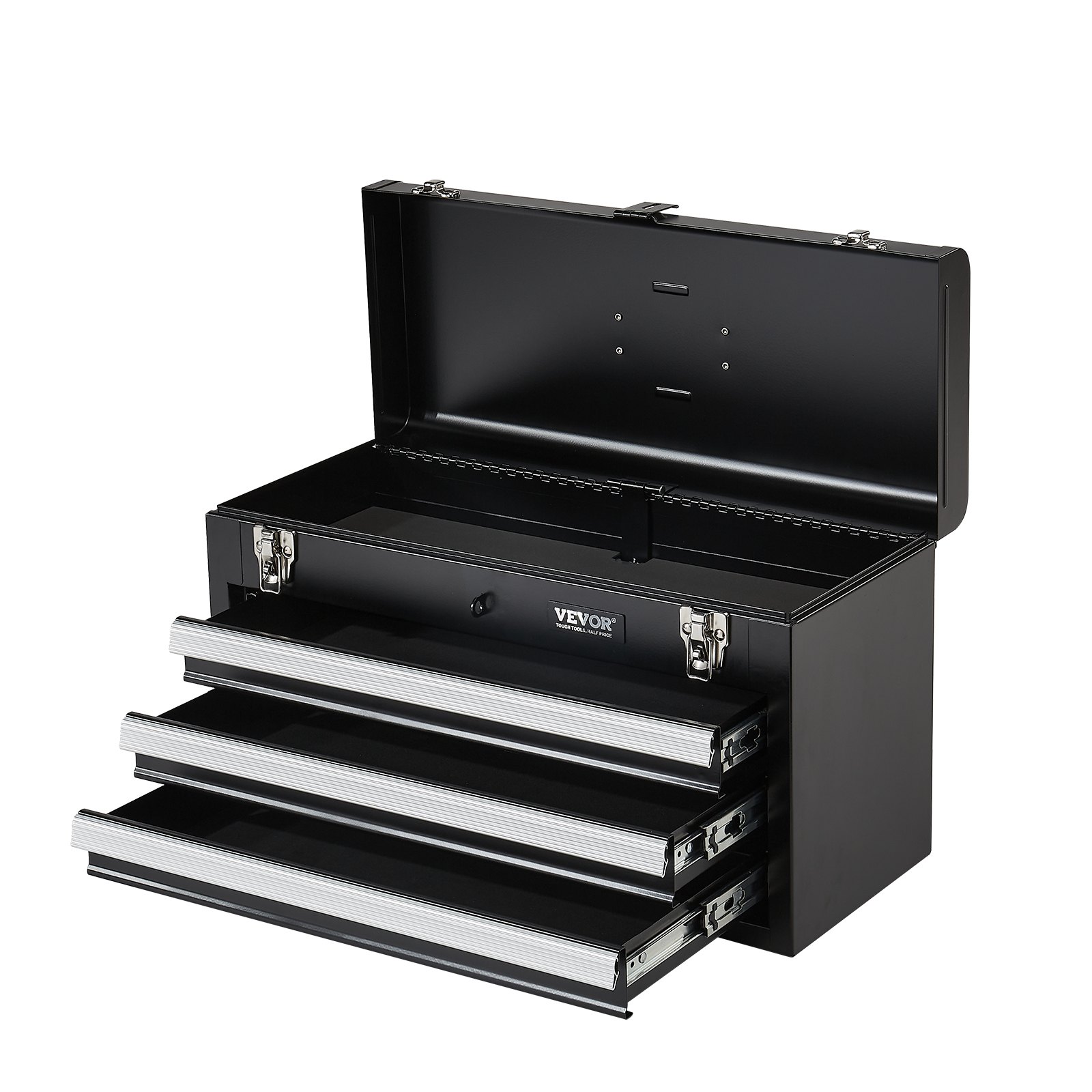 Caja de herramientas de metal portátil, 20.5 pulgadas, 3 cajones, forros EVA.