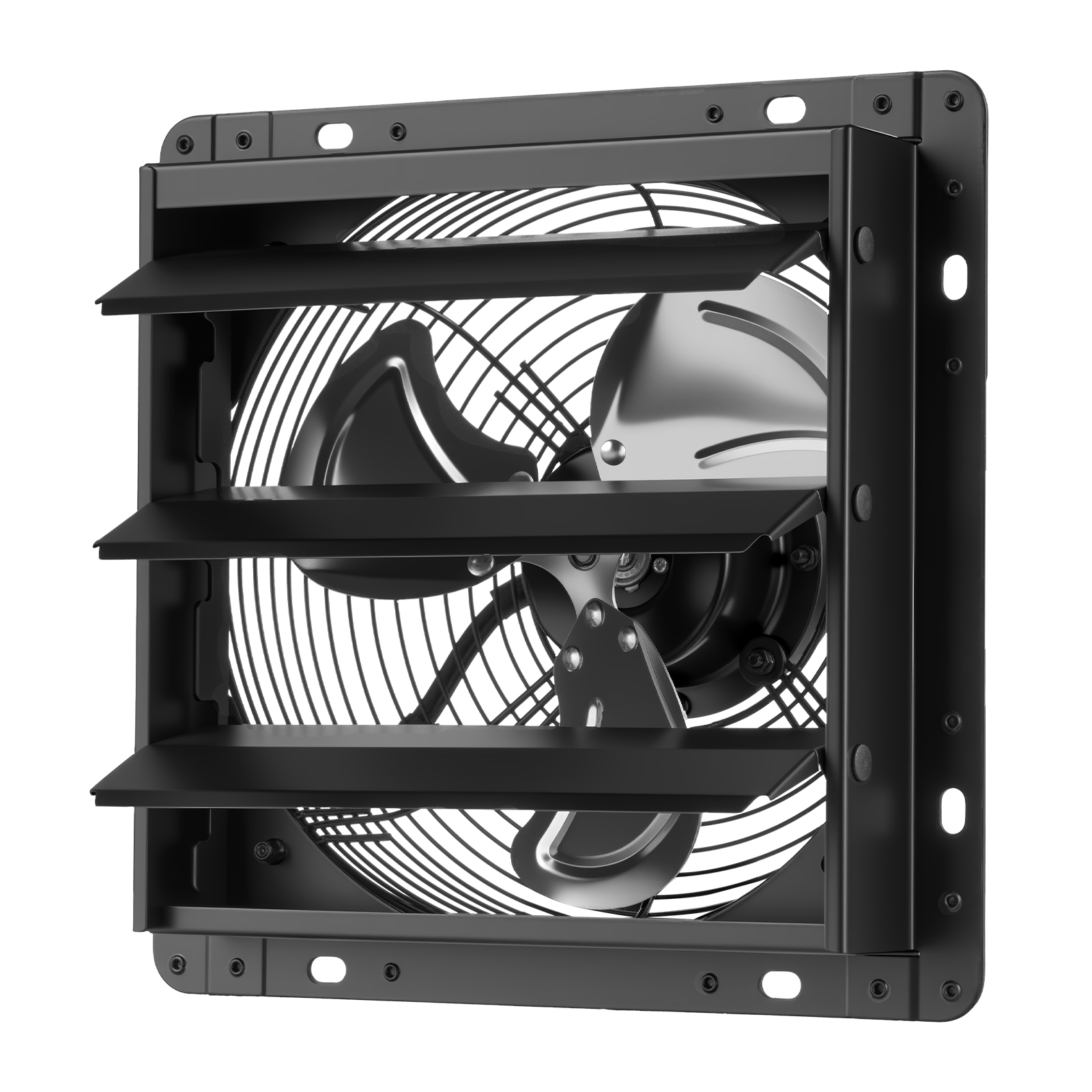 Ventilador de extracción de 10 pulgadas con persianas automáticas, motor EC y control de temperatura.