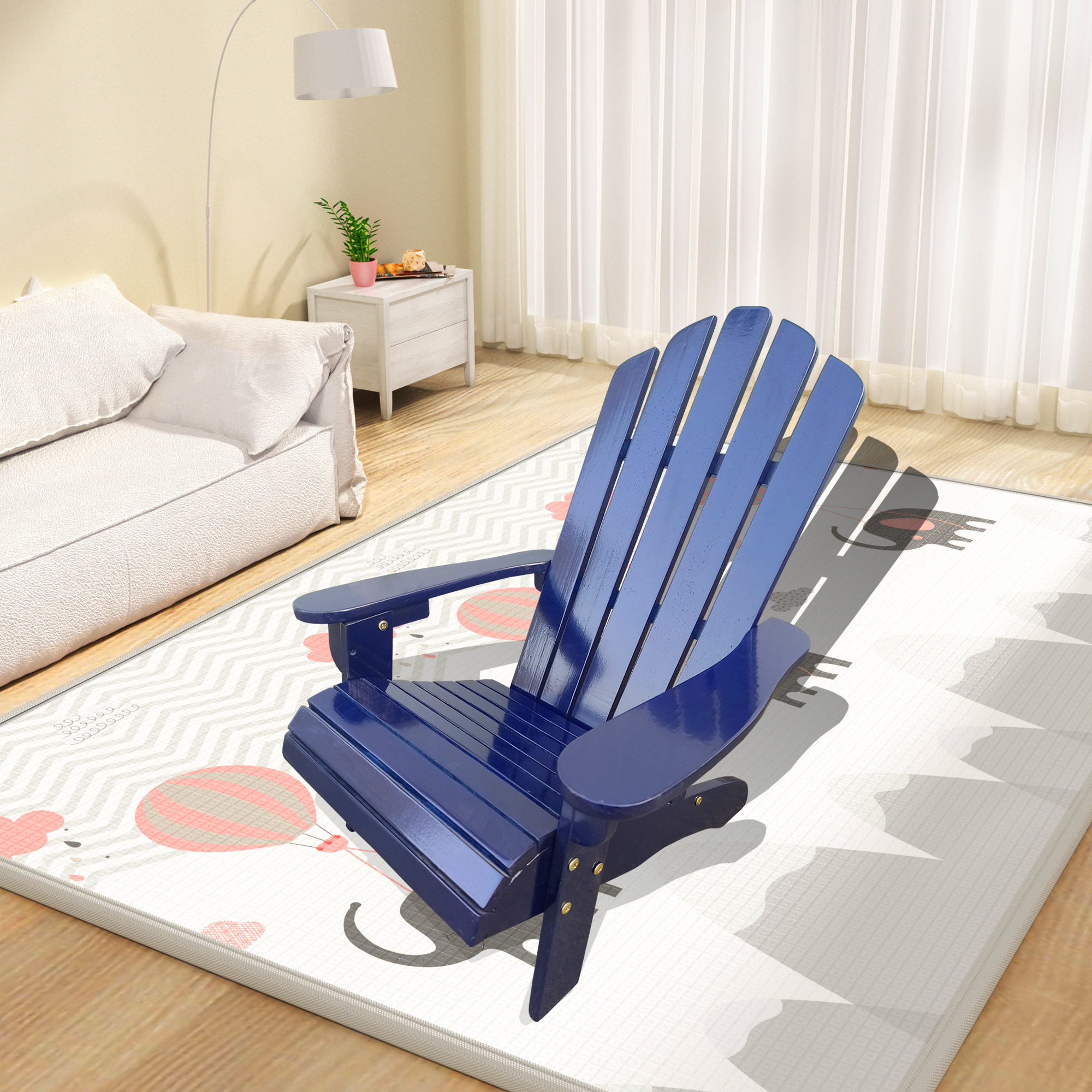 Silla Adirondack de madera para niños, interior/exterior, azul