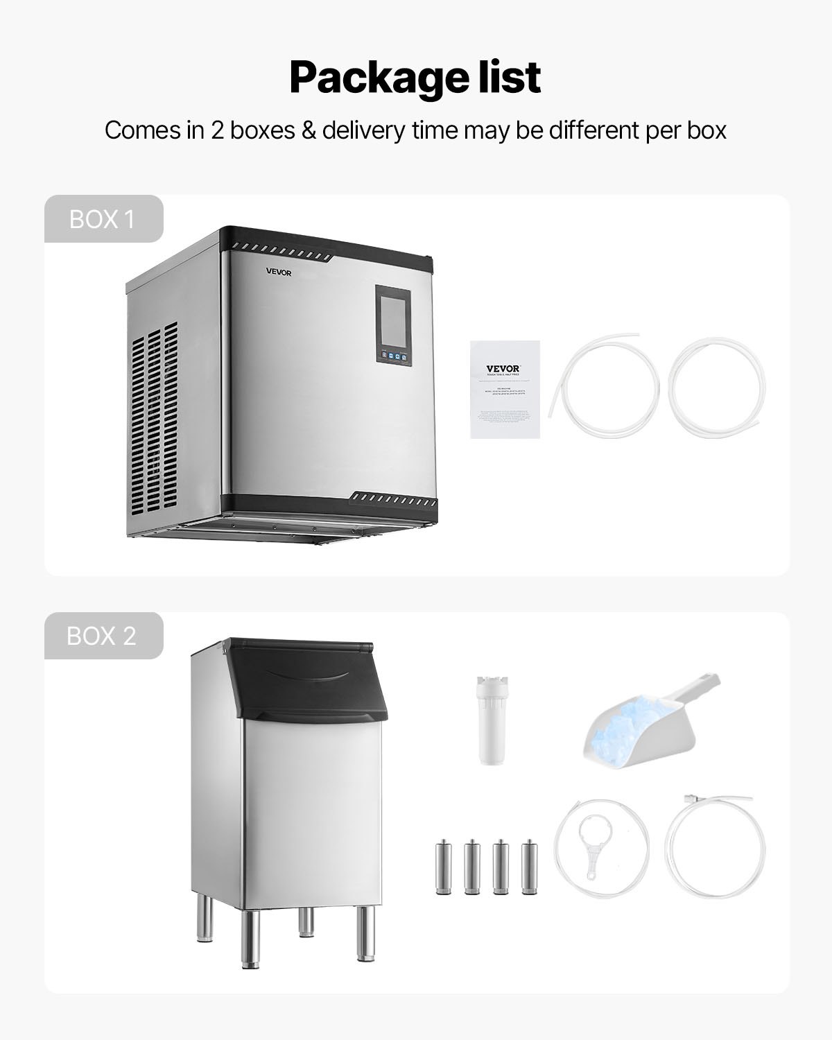 Máquina de hielo comercial, 300 libras/24H, acero inoxidable, autolimpiable.