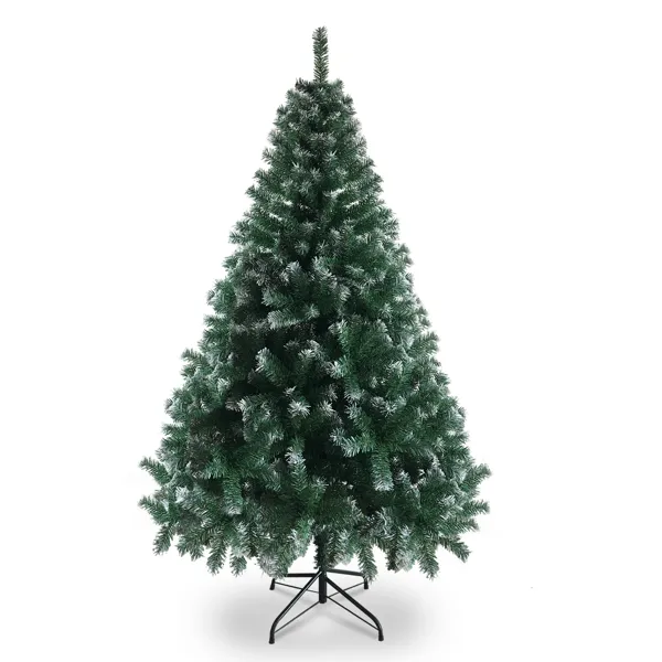 Árbol de Navidad de 6 pies, PVC blanco, 812 ramas, base de hierro