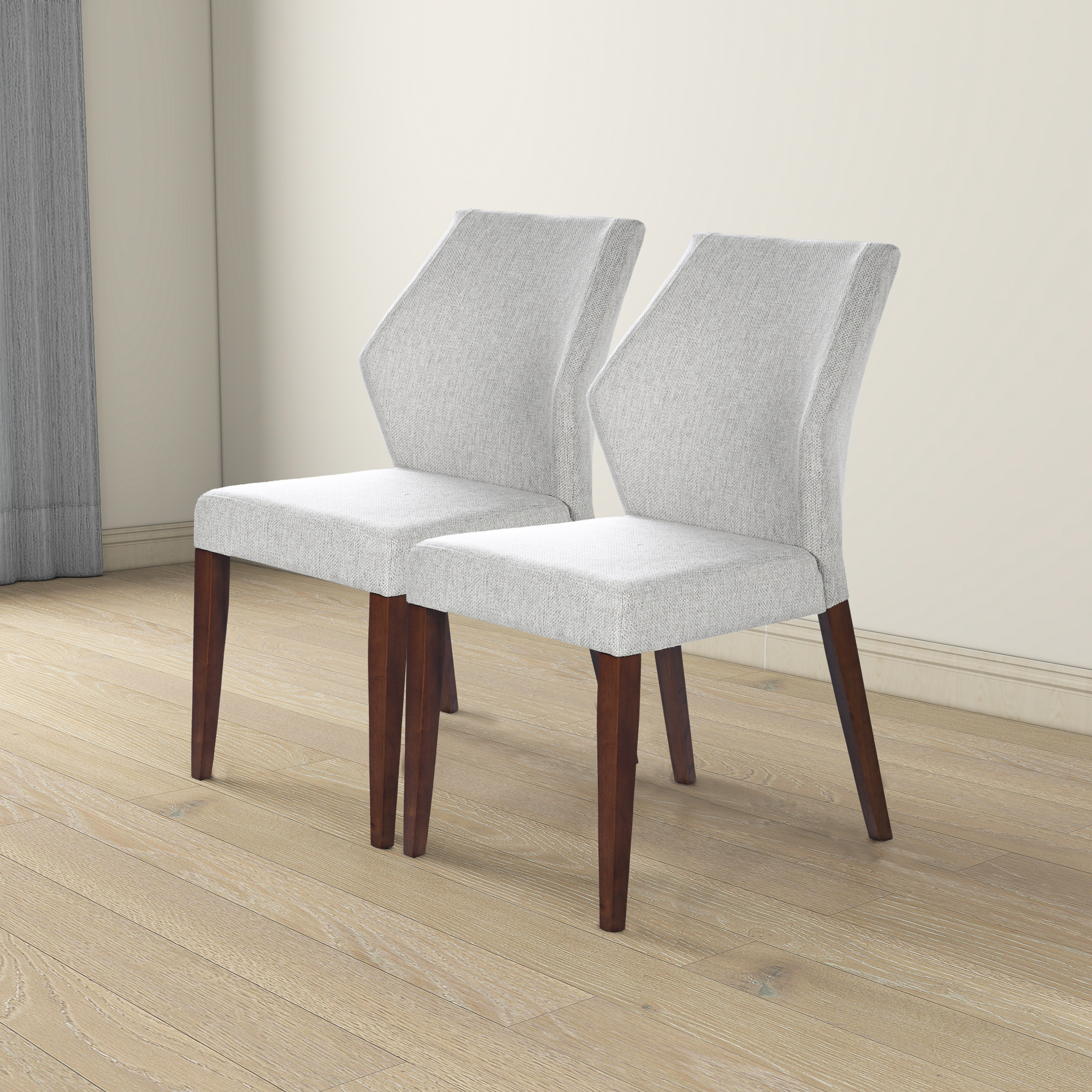 Silla de comedor Luca de tela gris claro, juego de 2