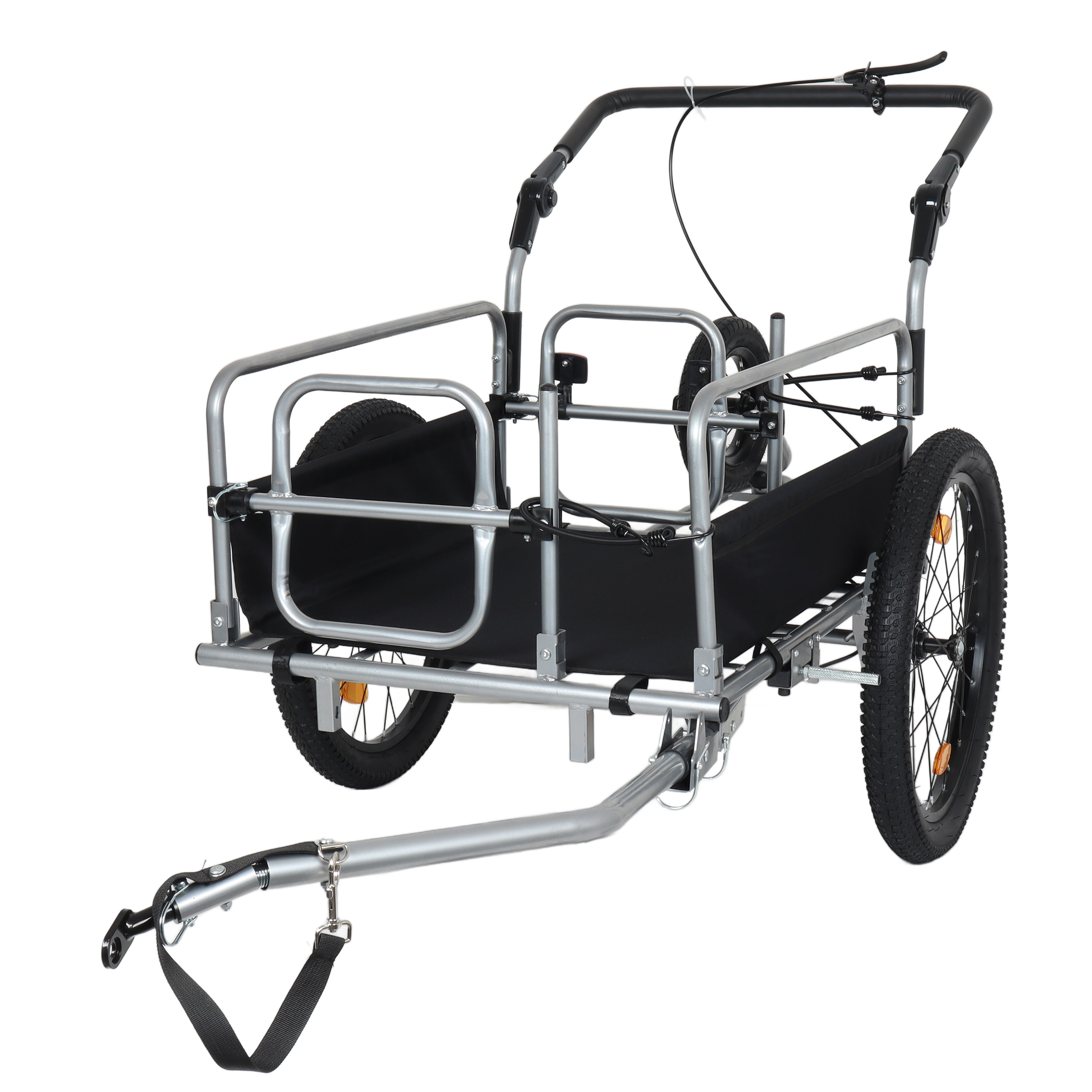 Remolque de carga 3 en 1 para bicicleta, 110 libras, convertible a cochecito y carrito