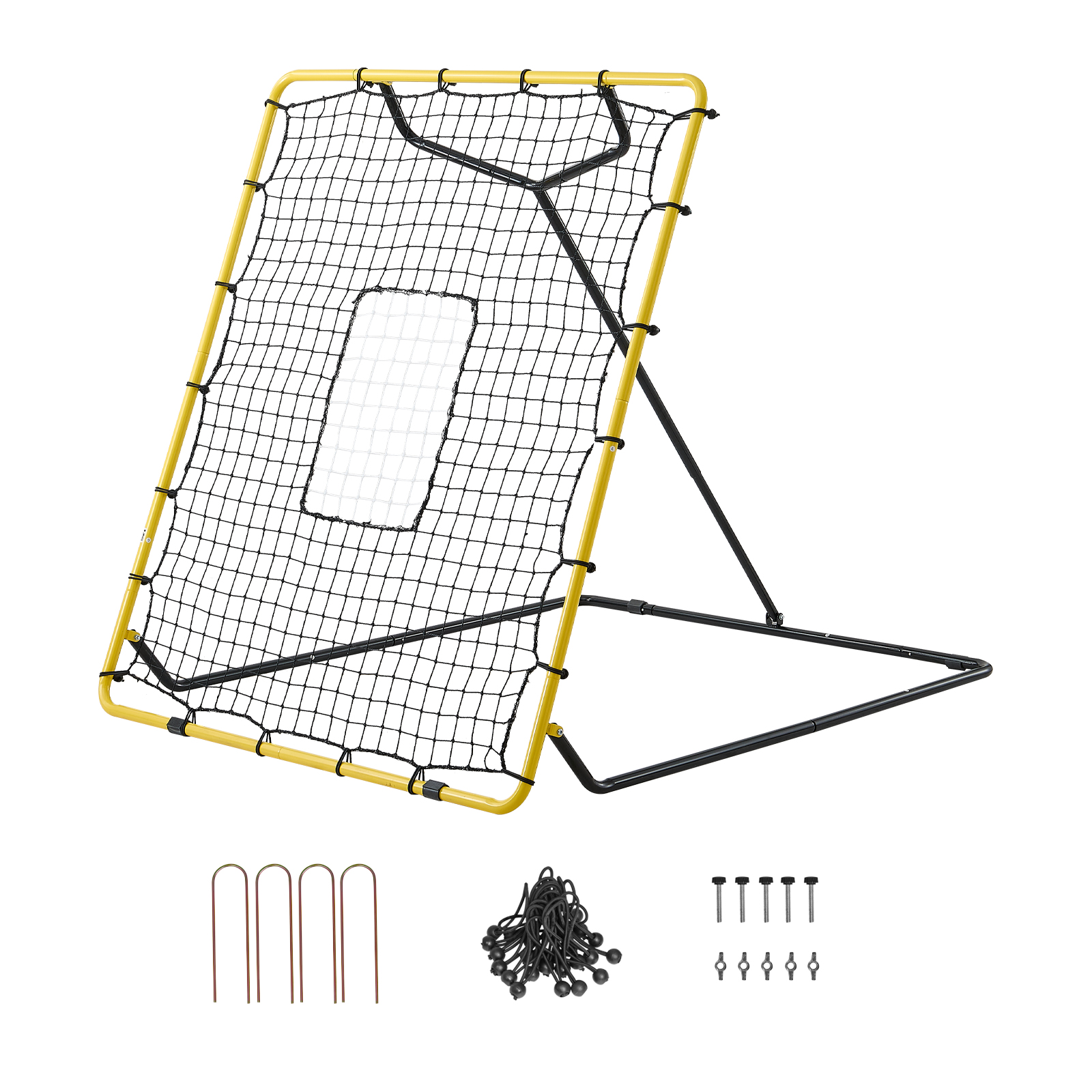 Baseball Softball Rebounder Net 4 X 4.5 Ft Pitch Back Trainer Target, 4 Adjustable Angles With Strike Zone, Steel Frame, Bounce Back Net For Pitching & Fielding Training, Return Practice