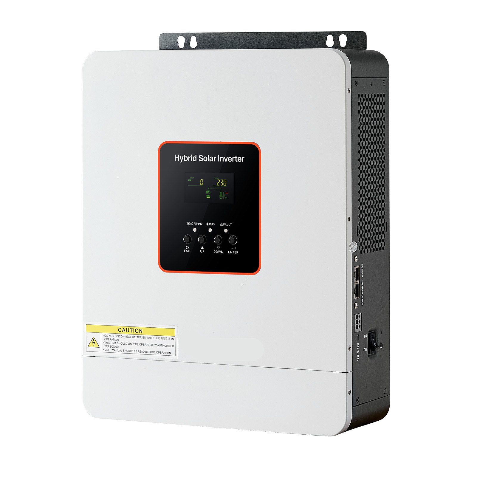 Inversor solar híbrido de 3000W, 24V CC a 230V CA, onda sinusoidal pura.