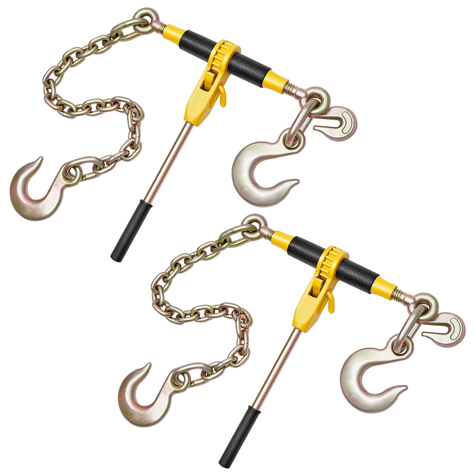 Tensor de cadena de trinquete resistente para cadenas de 3/8 a 1/2 pulgadas.
