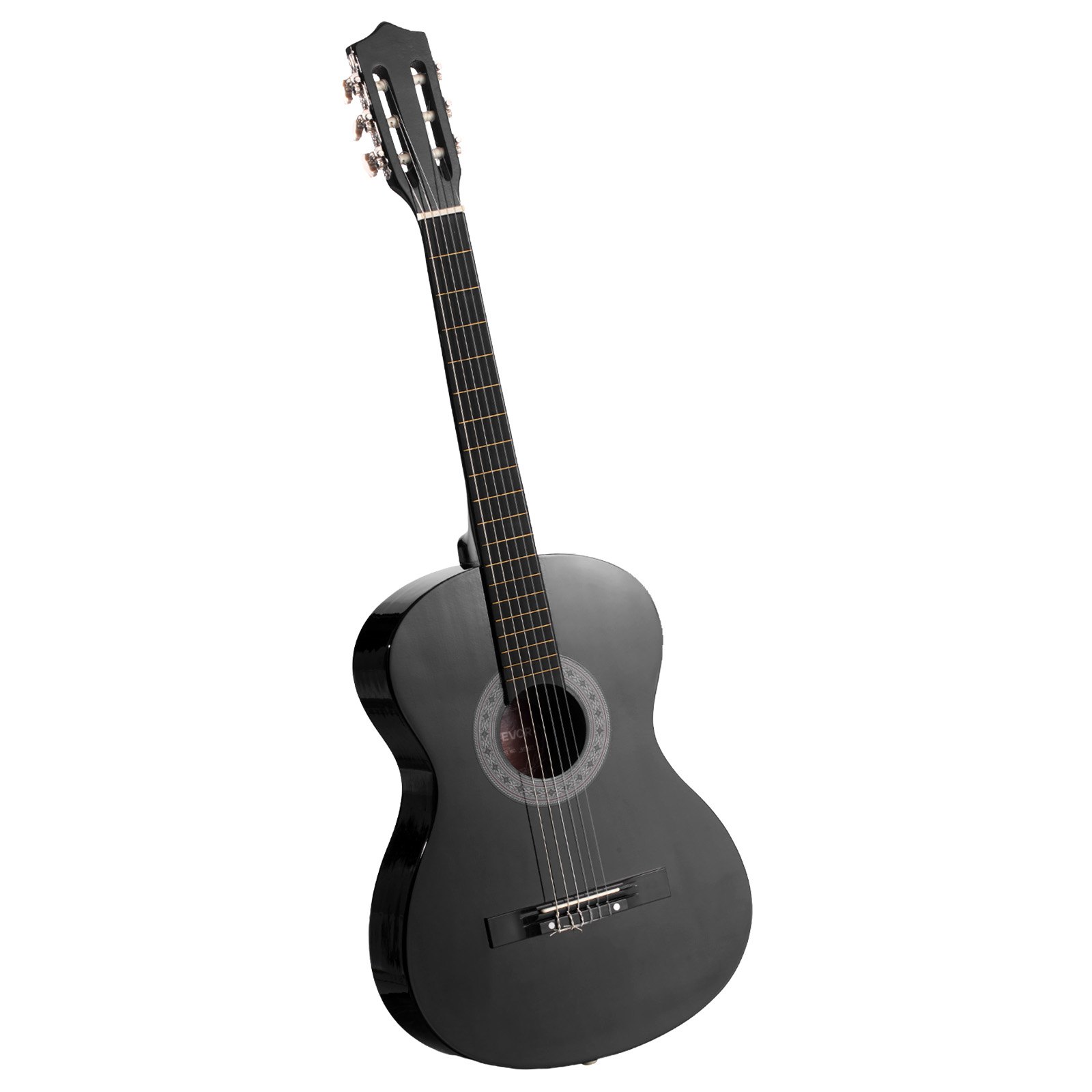 Kit de guitarra clásica de 38 pulgadas para principiantes, cuerdas de nylon, negra