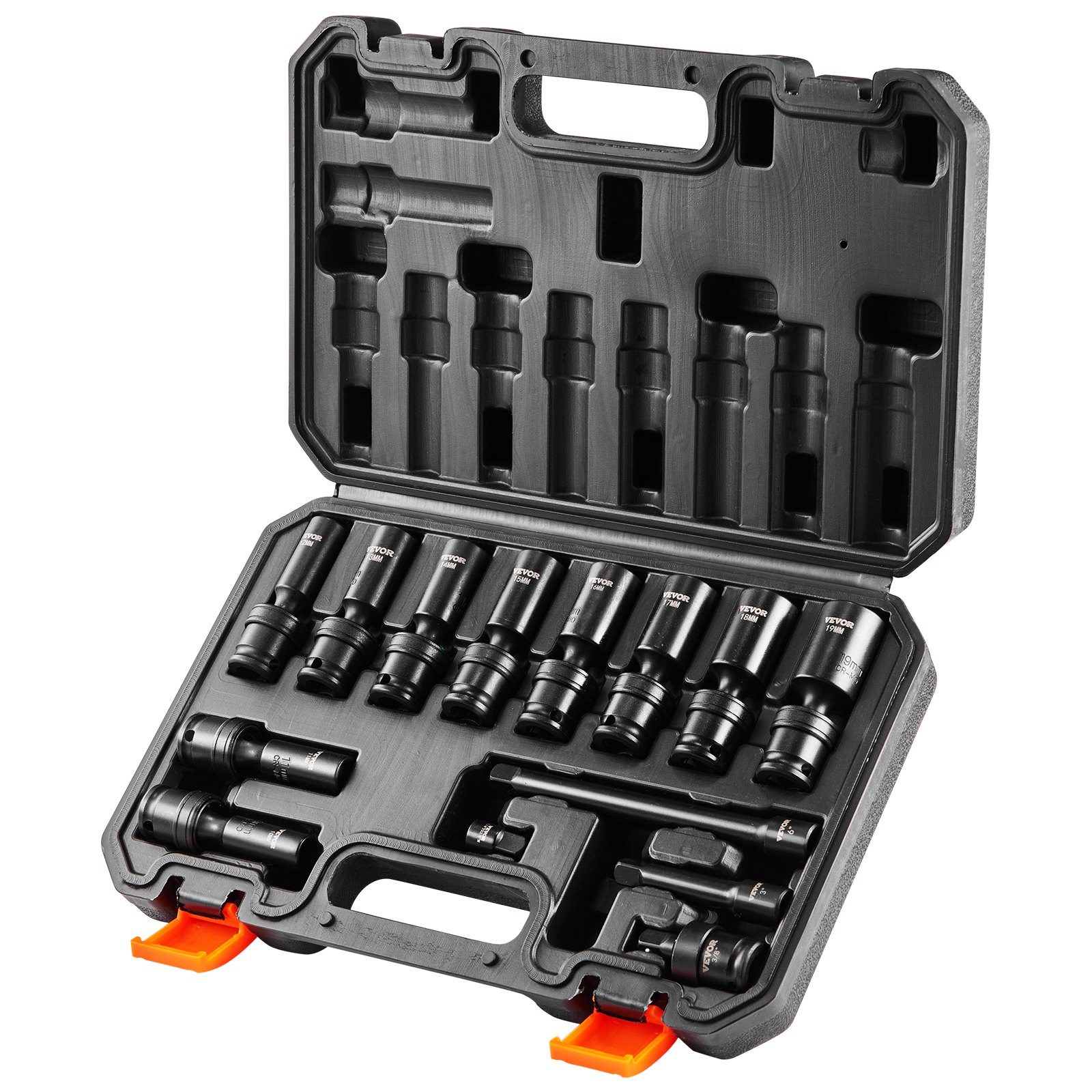 Juego de 14 dados de impacto giratorios de 3/8", métricos 10-19mm, acero Cr-Mo
