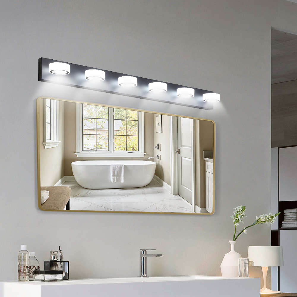 Lámpara de tocador LED moderna W1340110595 L2010 45, negra, 6 luces para baño
