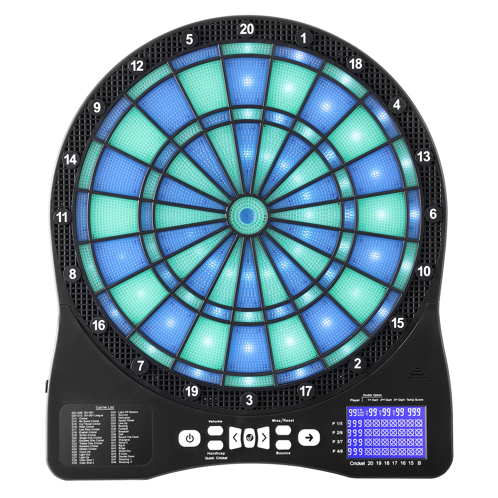 Dardos electrónicos con LED, 48 juegos, 6 dardos, 50 puntas suaves, pantalla LCD.