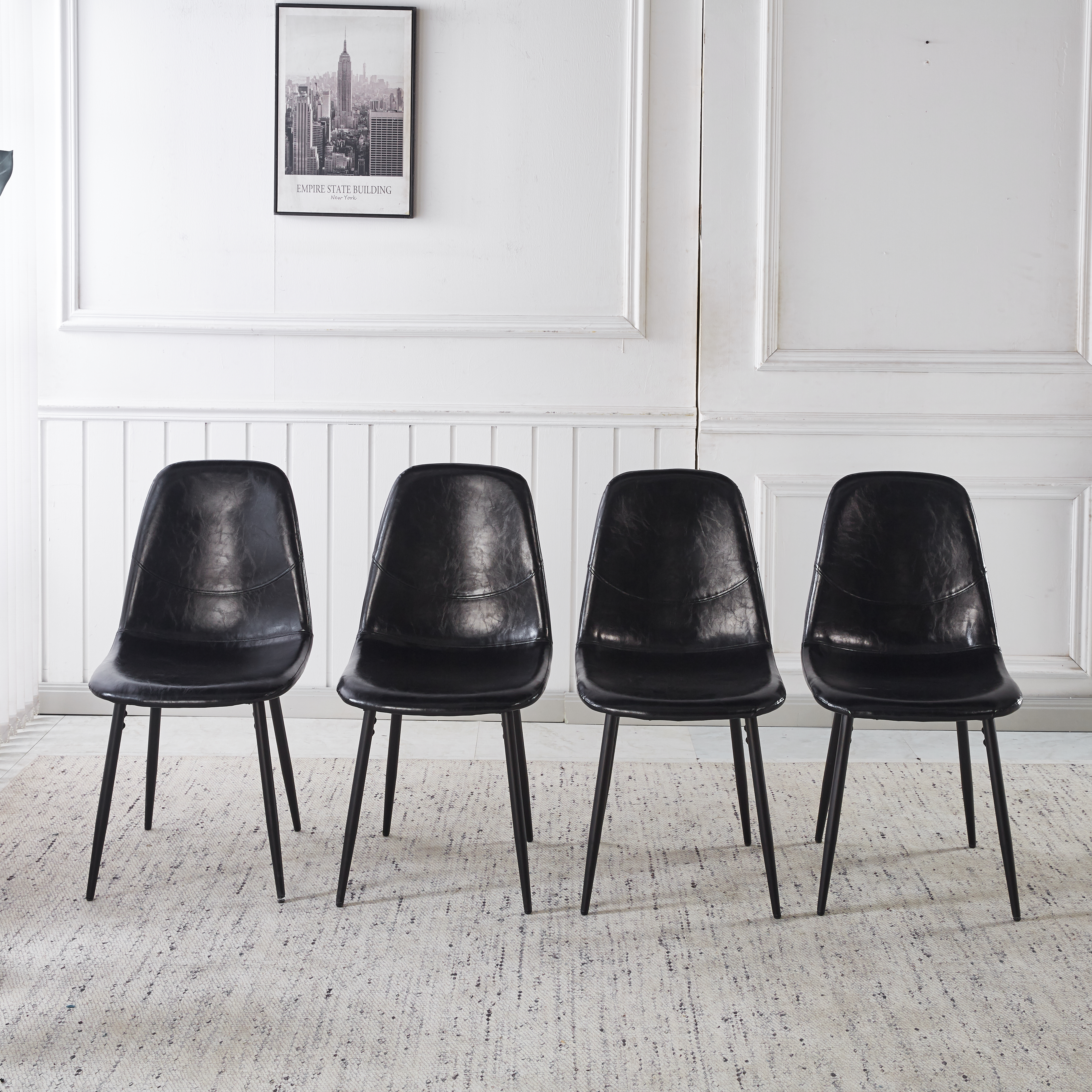 Sillas de comedor de PVC, negras, 4 piezas