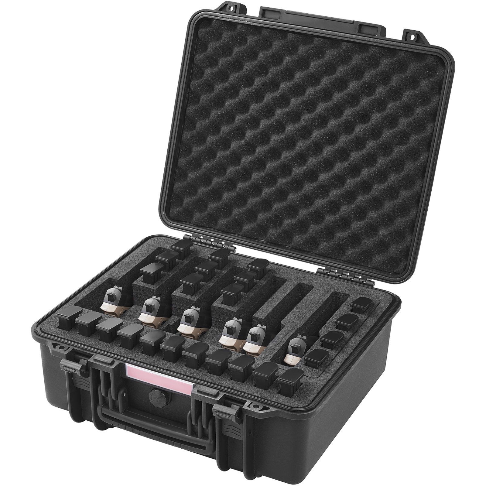 Estuche rígido para pistola, impermeable, a prueba de polvo, con espuma precortada, negro