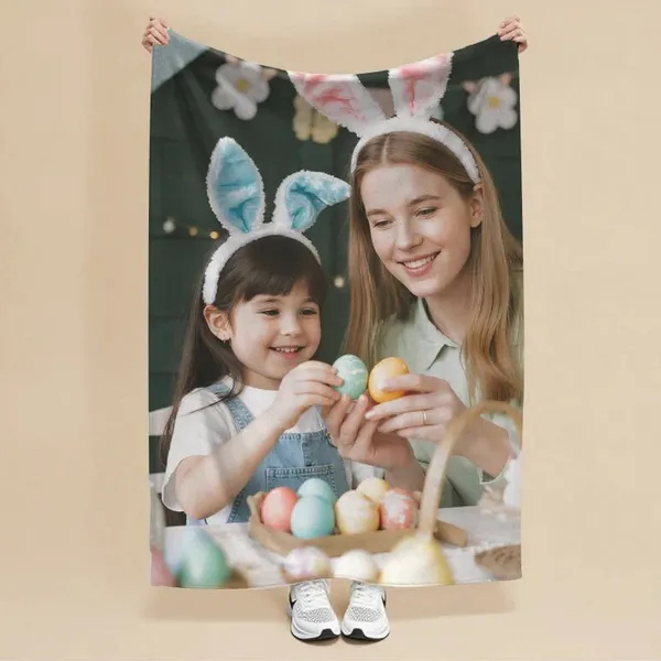 Manta de franela personalizada con foto para el Día de la Madre