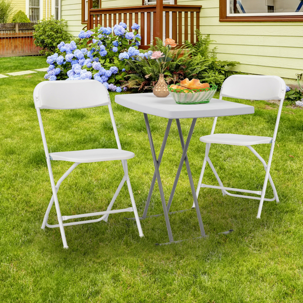 Mesa plegable de plástico 30x20 pulgadas, blanca, altura ajustable, para jardín