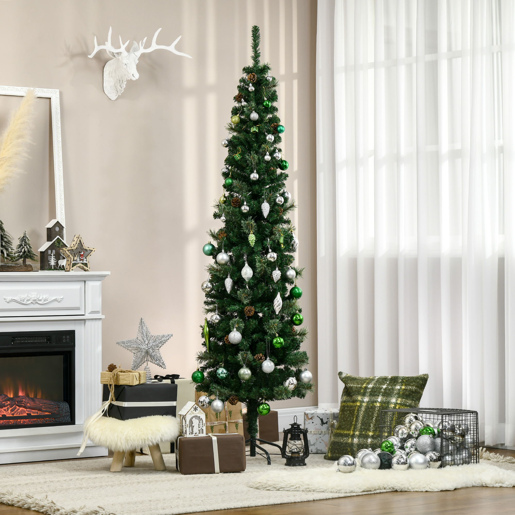 Árbol de Navidad artificial de 6.5 pies, tipo lápiz