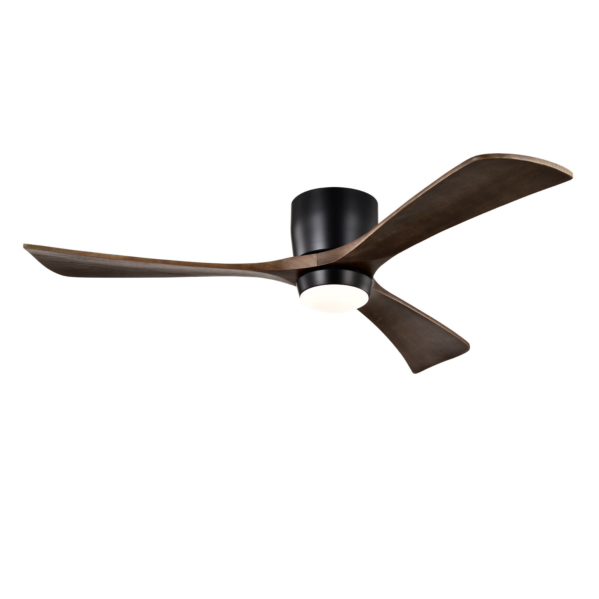 Ventilador de techo 52 pulgadas, aspas de madera, con luces y control remoto, negro mate
