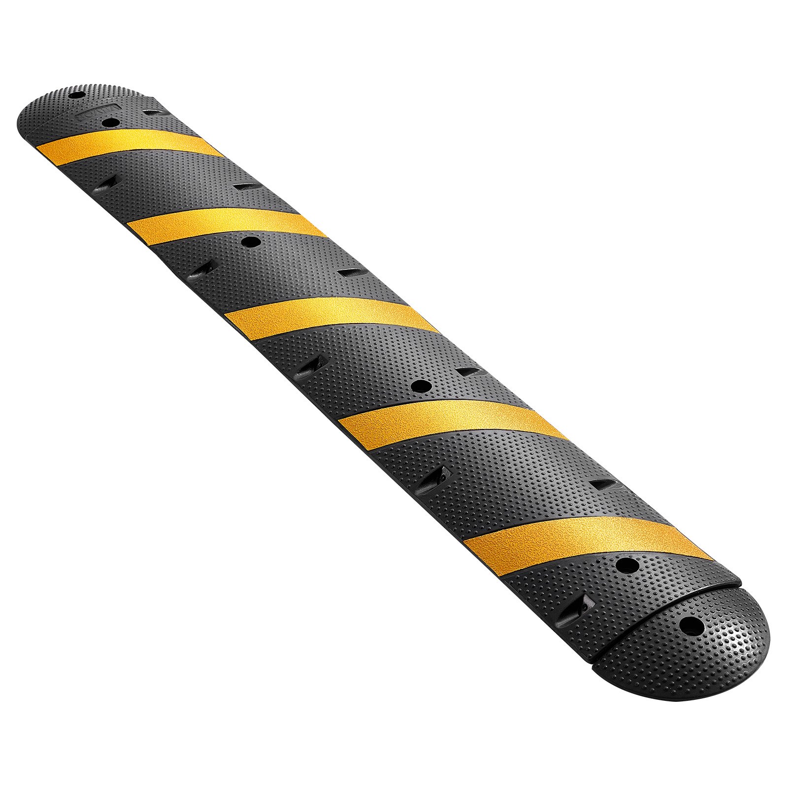 6FT Rubber Speed Bump, 2 Channel, Heavy Duty Traffic Speed Hump, 22000 Lbs/axle Load Capacity, 72 In Cable Protector Ramp With Expansion Screws, For Asphalt Concrete Gravel Driveway Road, 1 Pack