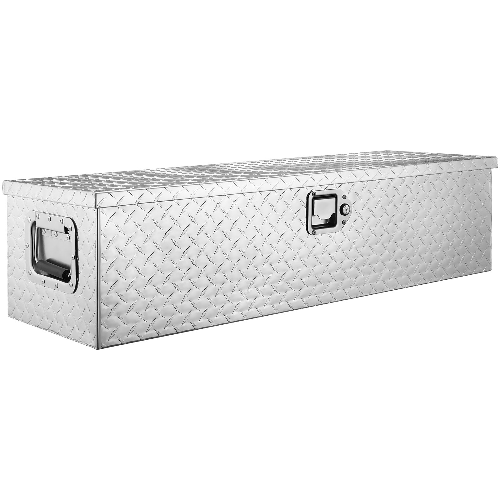 Heavy Duty Aluminum Truck Bed Tool Box, Diamond Plate Tool Box With Side Handle And Lock Keys, Storage Tool Box Chest Box Organizer For Pickup, Truck Bed, RV, Trailer, 39"x13"x10", Silver