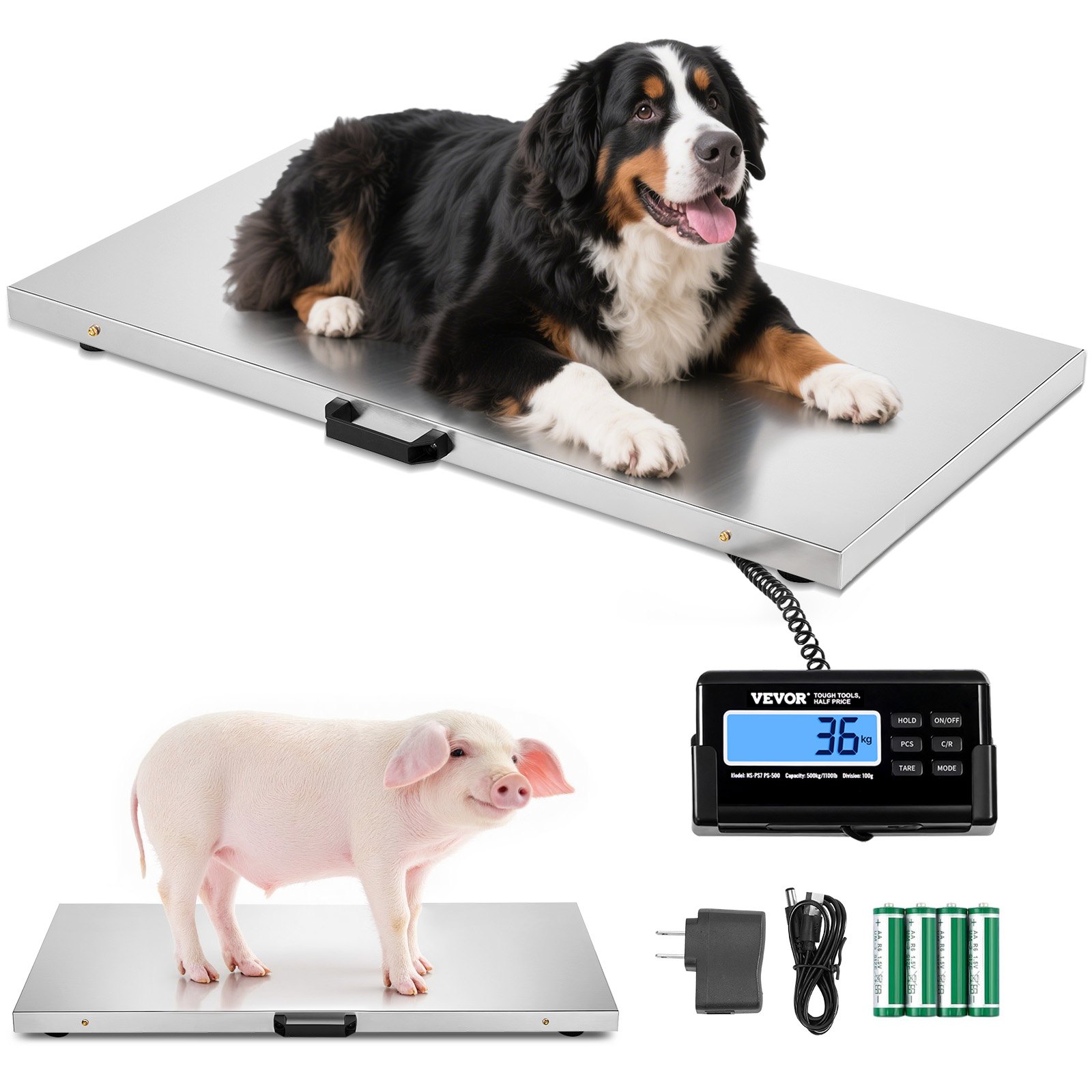 Digital Postal Scale, 0.2 Lbs Dual Accuracy, 1100 Lbs Commercial Weight Scale With Hold Tare Function & LCD Display, Fit For Packages, Postage, Luggage, Battery And Power Adapter Included