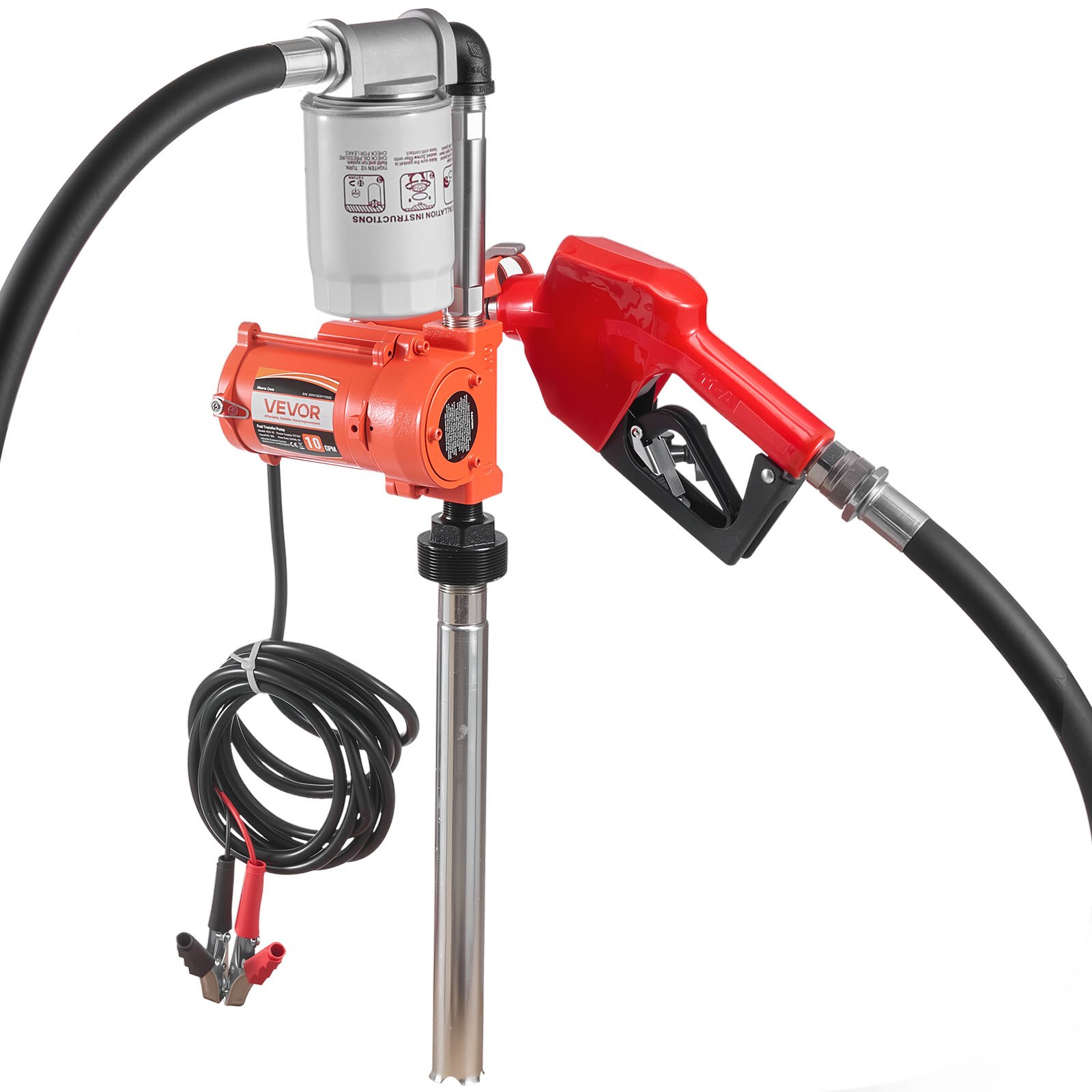 Bomba de transferencia de combustible portátil 12V CC 10 GPM con boquilla auto-apagado.