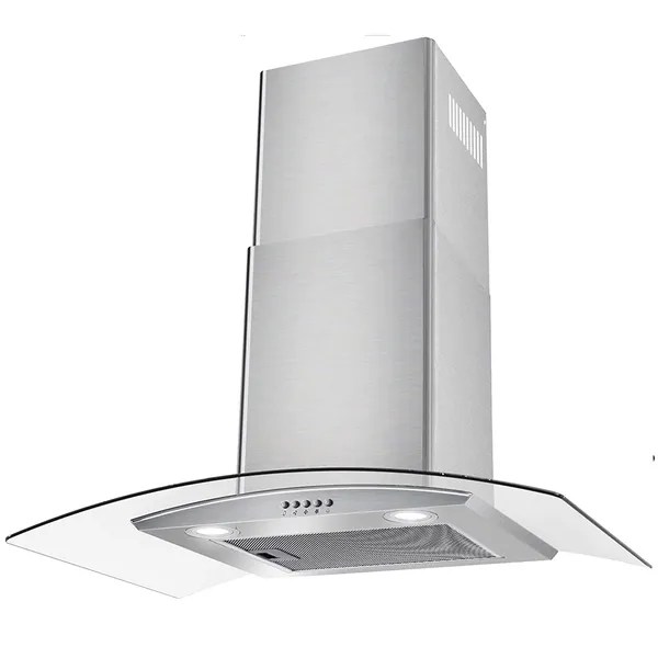 30" Wall Mount Range Hood 450CFM Tempered Glass Vented 3-Speed Fan W/LEDs
