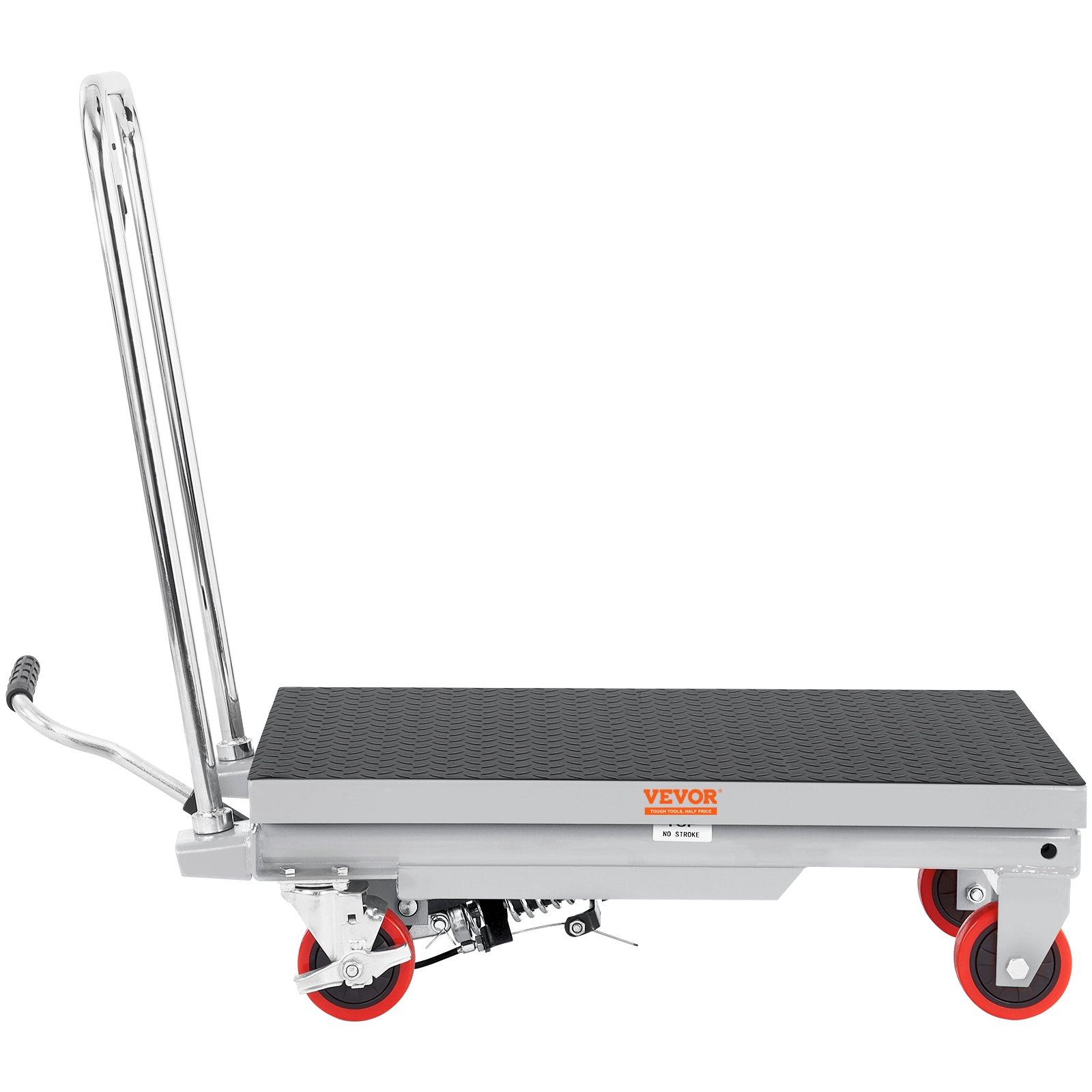 Hydraulic Lift Table Cart, 500lbs Capacity 28.5" Lifting Height, Manual Single Scissor Lift Table With 4 Wheels And Non-slip Pad, Hydraulic Scissor Cart For Material Handling, Gray