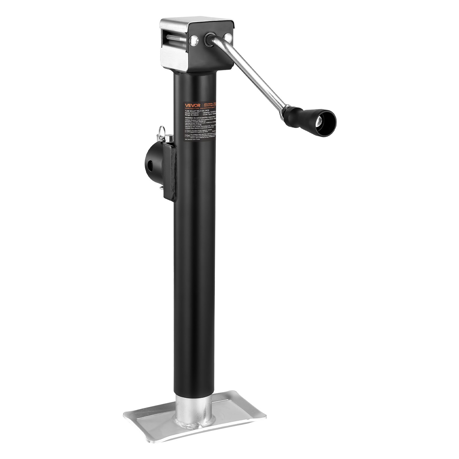 Trailer Jack, 5000 Lbs Dynamic Load Capacity, Weld-on Pipe-Mount Swivel Trailer Jack With Ergonomic Handle, 15-inch Vertical Travel, Suitable For RV, Horse, Utility, Camping And Yacht Trailers