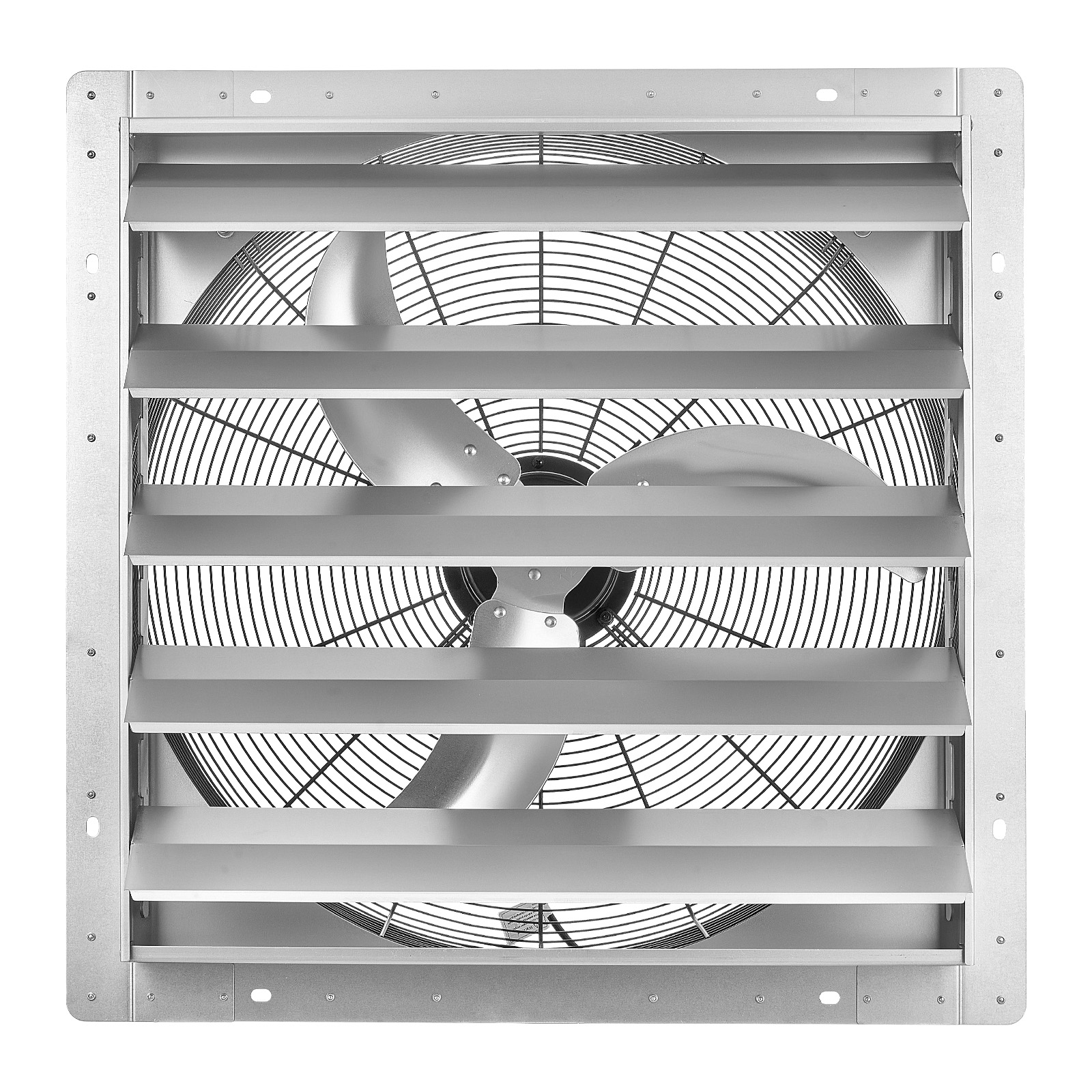 24 Inch Shutter Exhaust Fan Wall Mounted Automatic Louvers Silver, Sturdy Steel Housing, Low Noise, AC Motor, 7030 CFM Ventilation And Cooling For Attic, Garage, Barn, Greenhouse, Workshop