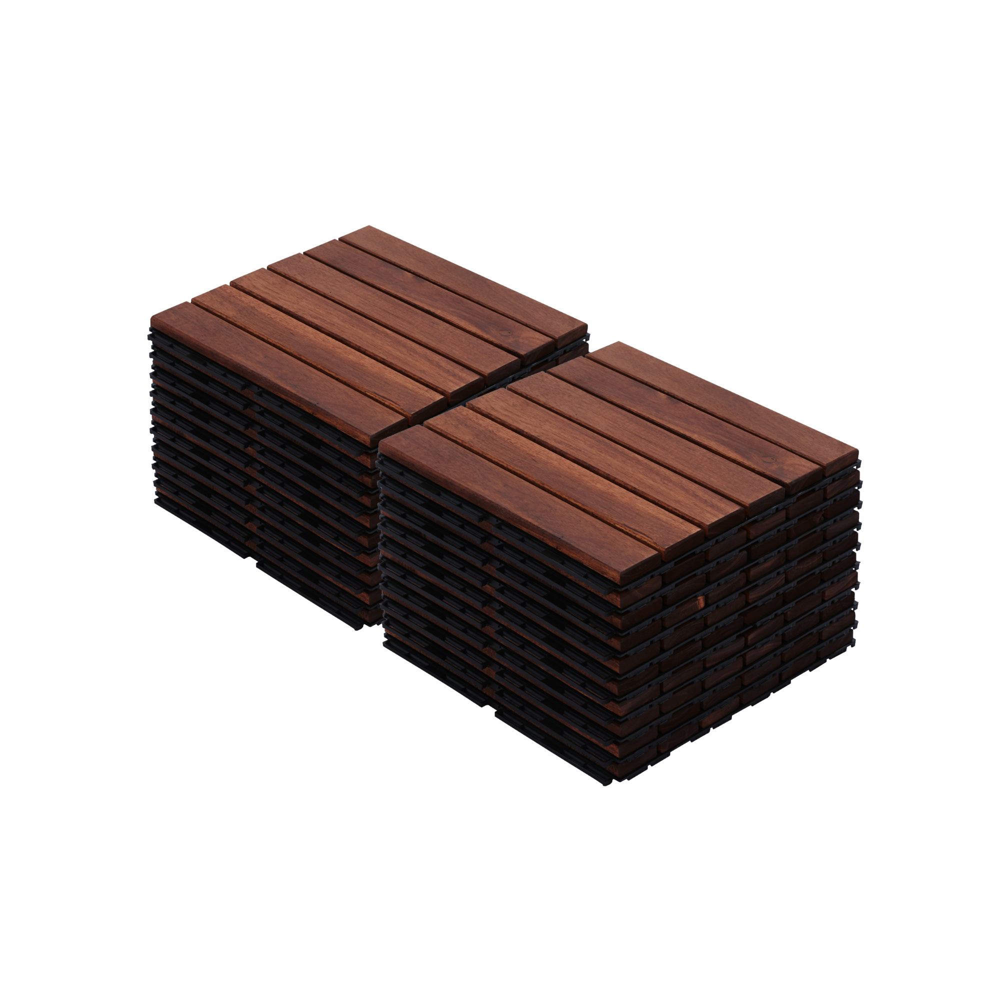 Losetas de madera de acacia entrelazadas, 20 piezas, 12 x 12 pulgadas