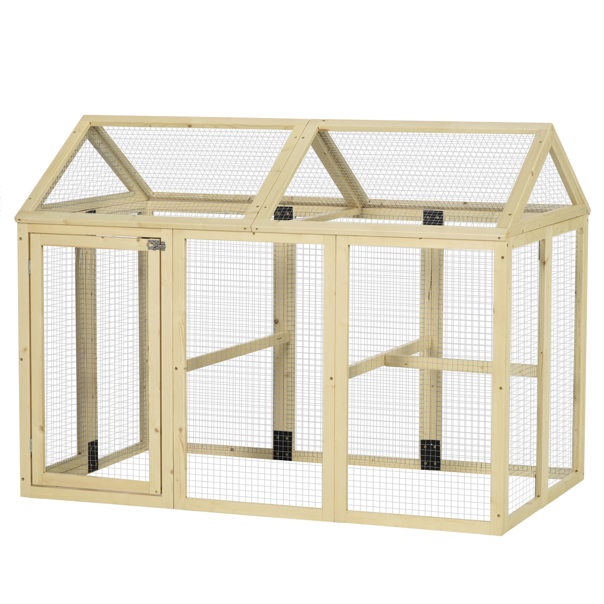 Gallinero grande de madera PawHut combinable con perchas y puertas para exterior