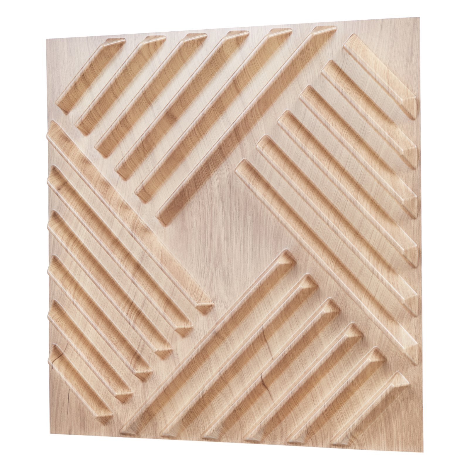3D Wall Panels, 12-Pack 19.7 X 19.7 In PVC Modern Art Minimalist Salt Tiles, 32 Sq.Ft Coverage Accent Wall Panel, Interior Home Decor For Ceiling, Bedroom, Living & Gaming Room, Light Wood Color
