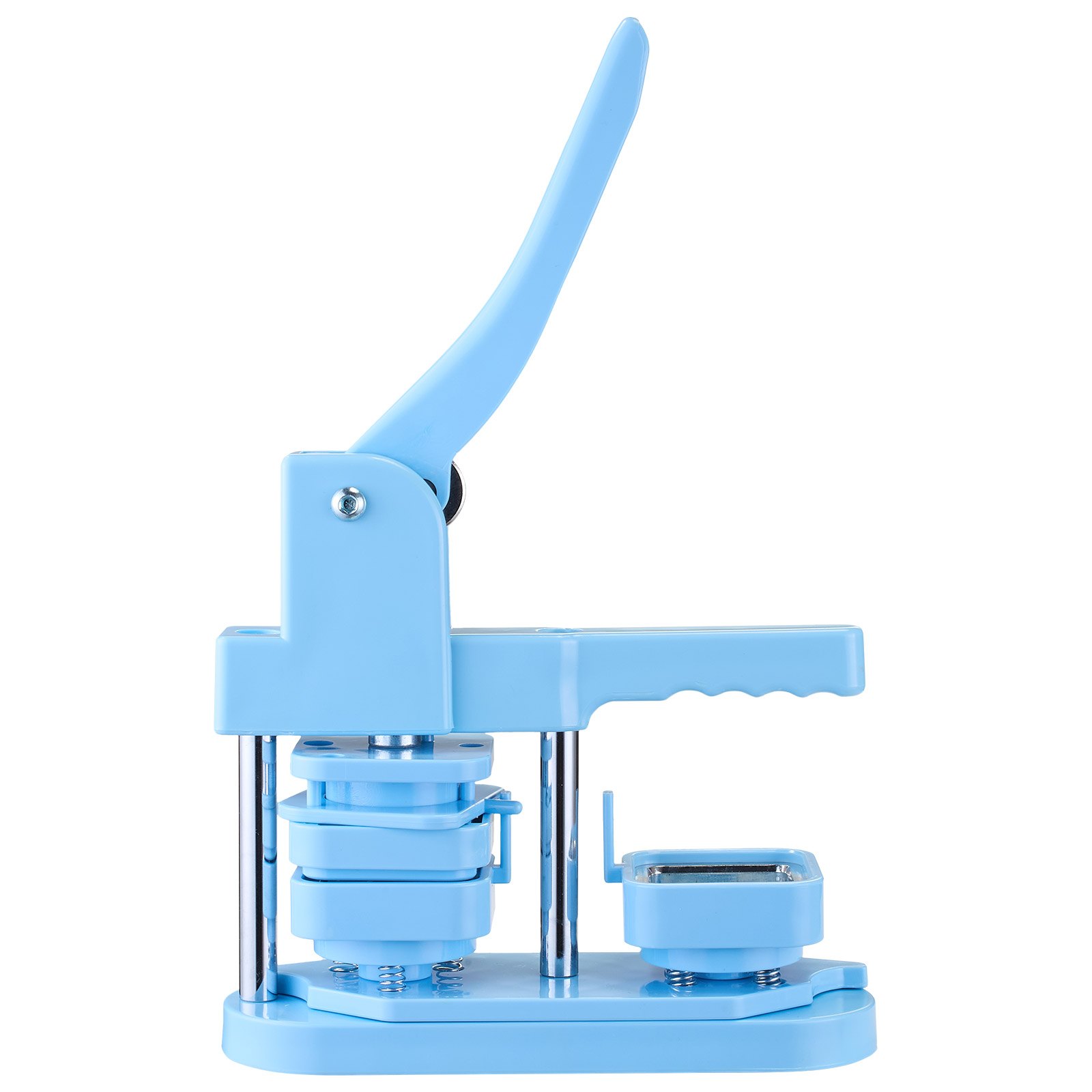 Button Maker Machine, 1.97 X 1.97 In Square, Plastic Pin Maker With Tinplate Front Shells, Plastic Back Covers, Magnetic Backings And Transparent Films, Ergonomic Handle, For DIY Badges, Blue