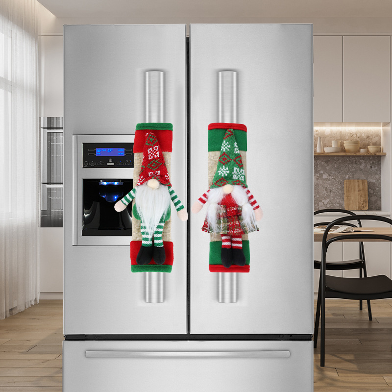 Funda protectora para manija de puerta de refrigerador, decoración navideña