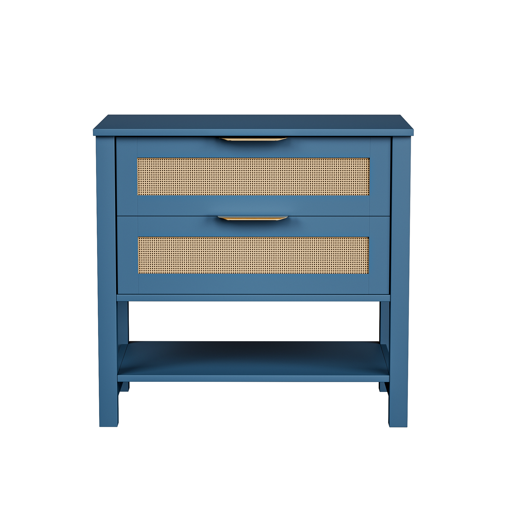 Rattan Nightstand With 2 Drawers And Storage Shelf Boho Bedside Narrow Side Table For Bedroom