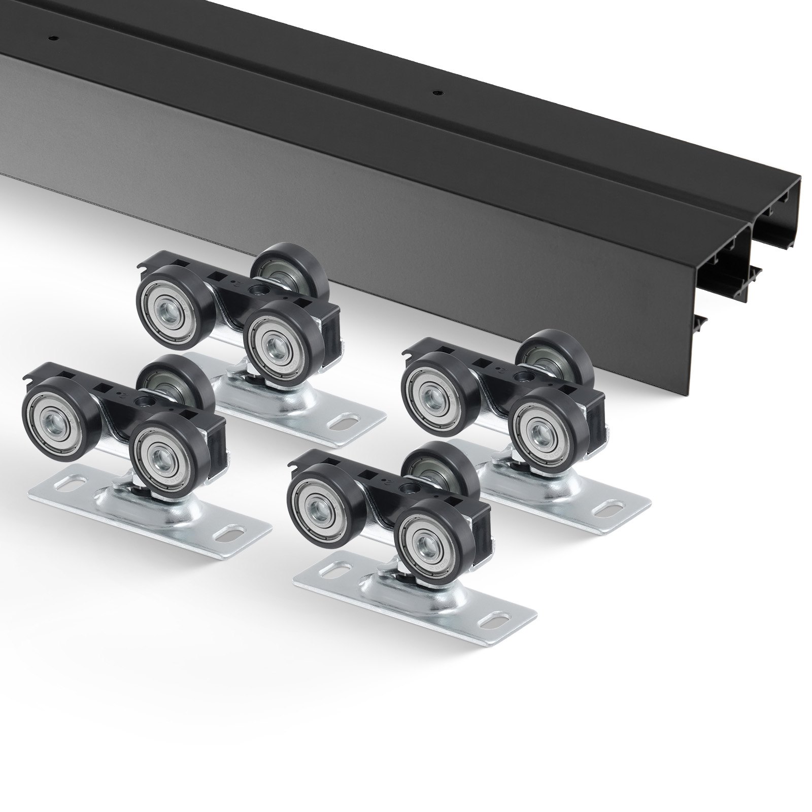 Herrajes para puerta corredera bypass, 4 pies, aluminio, para puertas de 1 3/8 - 1 3/4 pulgadas.
