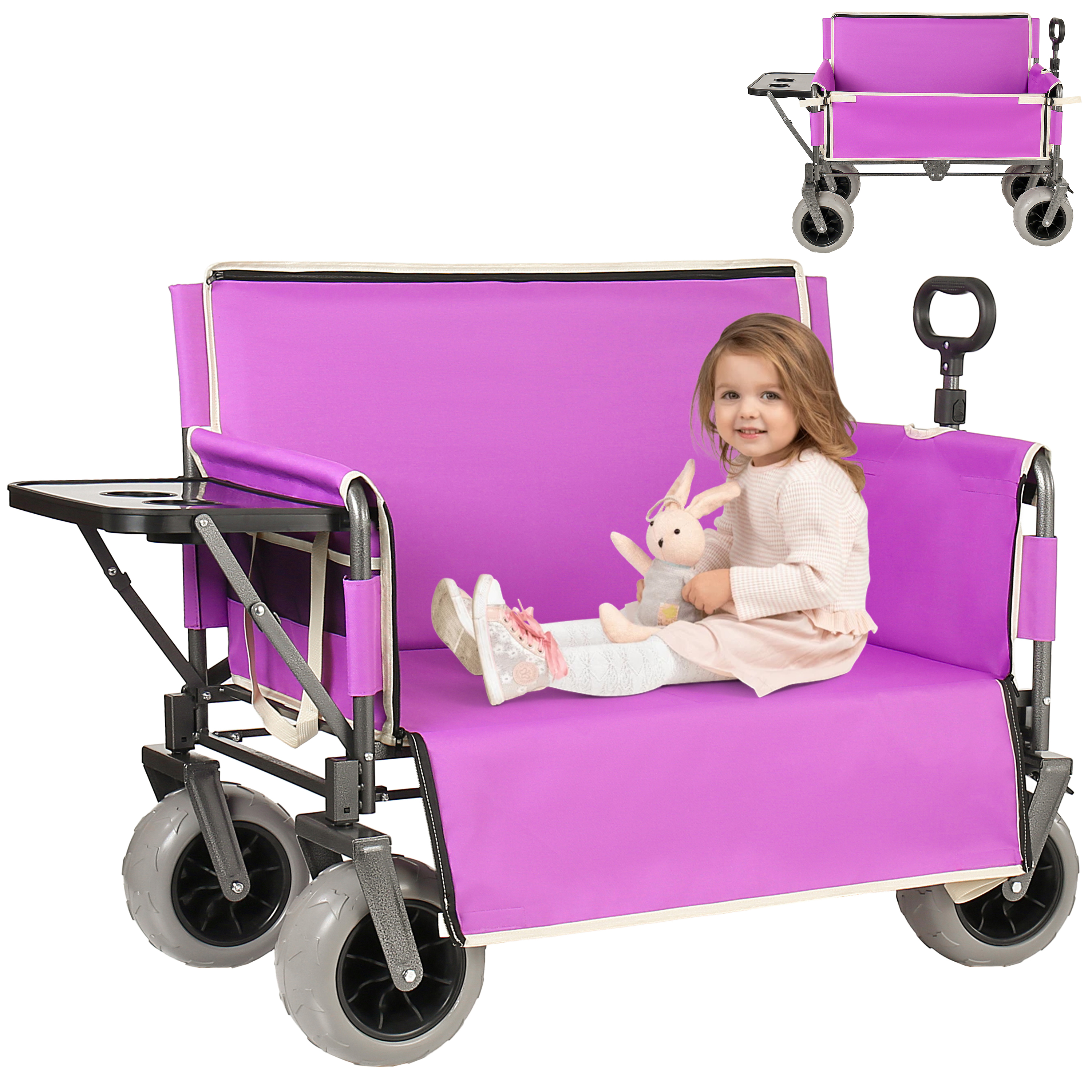 Carro plegable 3 en 1, convertible en banco, 500 libras, 180 L, morado