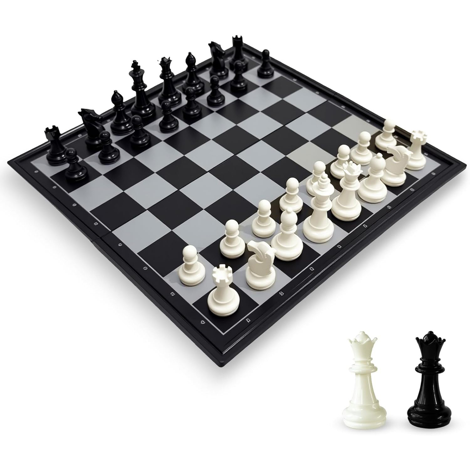 Travel Chess Set, 9.8in Magnetic Chess Board With 2 Extra Queen Portable Folding Board Chess Games