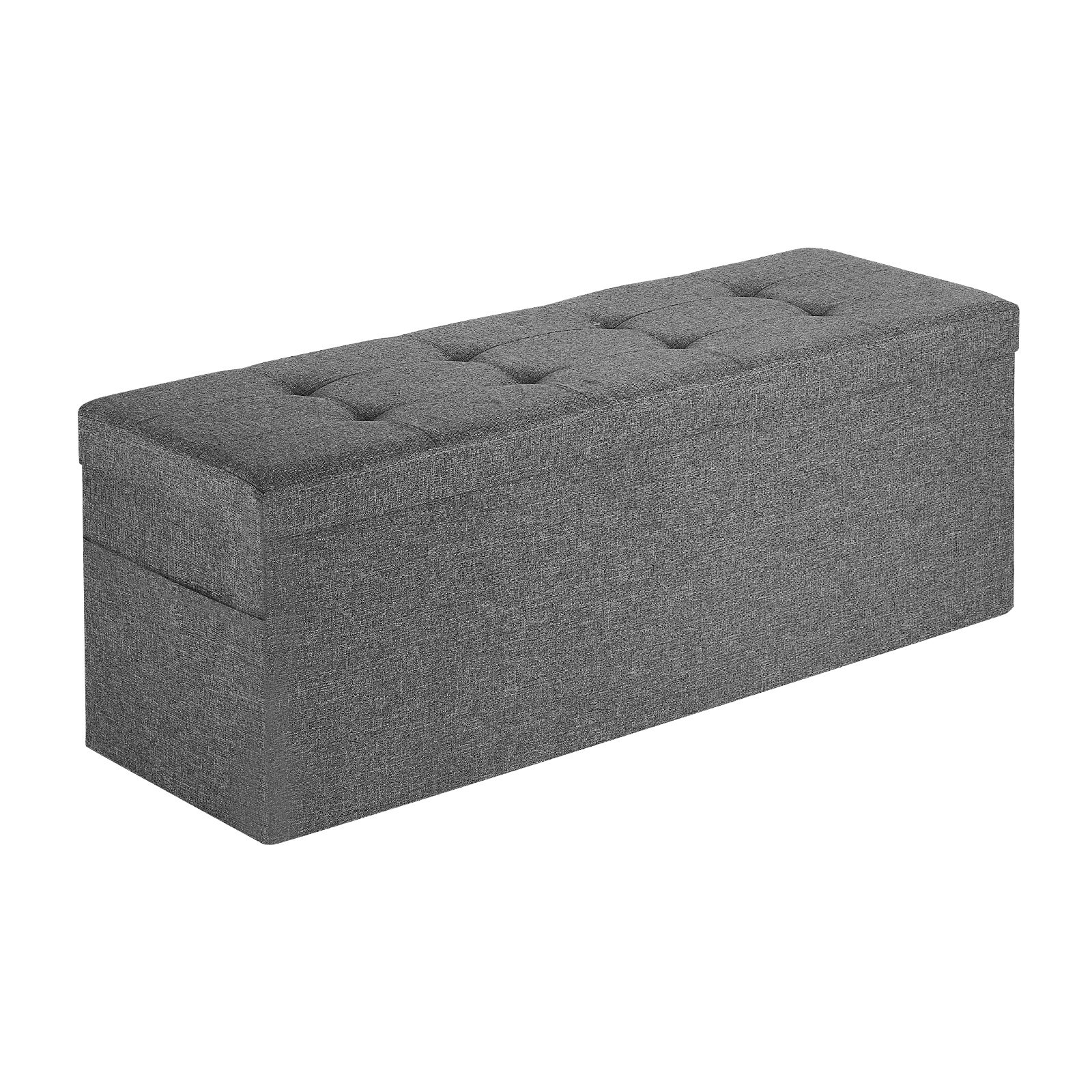 Banco otomano de almacenamiento plegable, tapizado, soporta 660 libras, gris