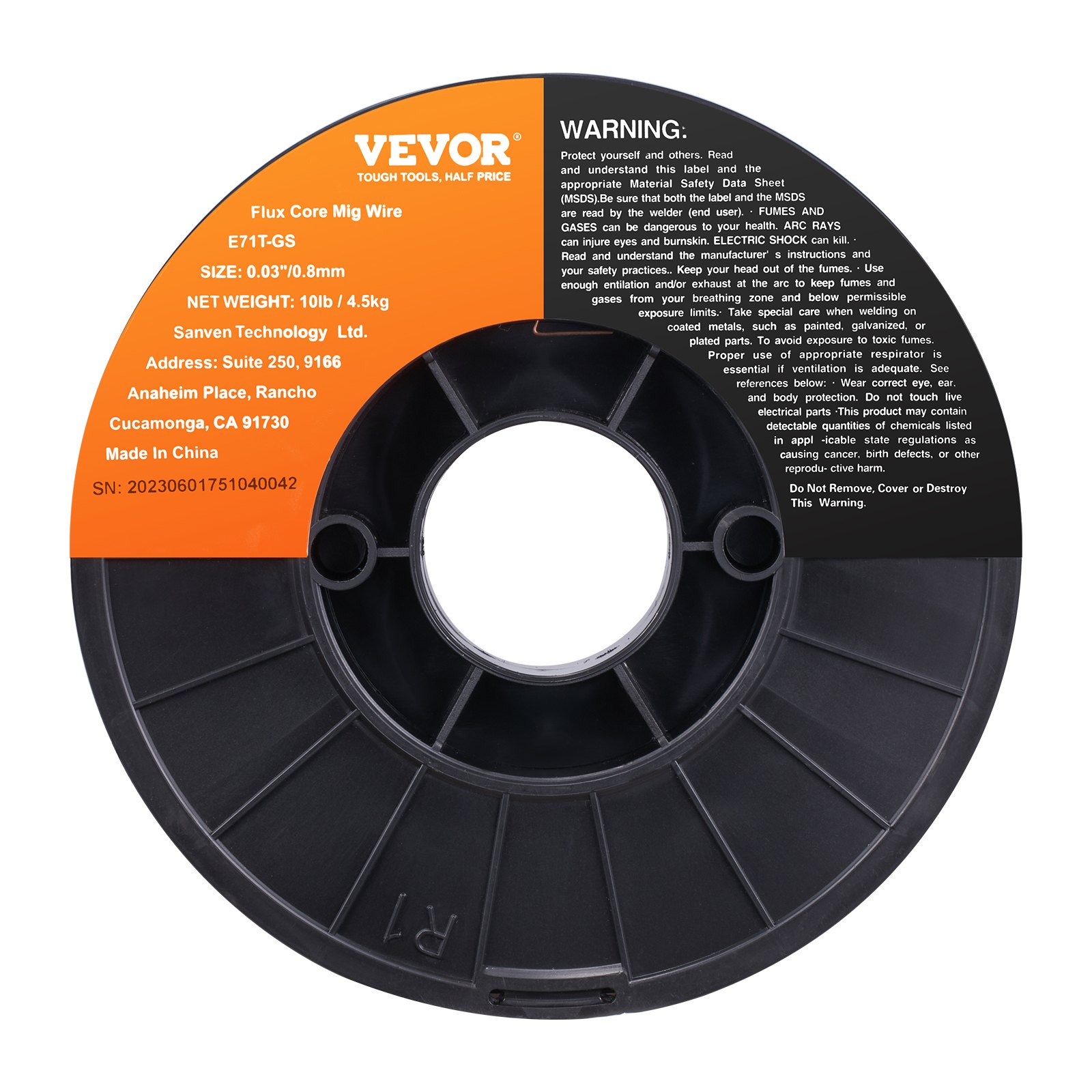 Alambre para soldar MIG Flux Core E71T-GS, 0.03 pulgadas, 10 libras, sin gas