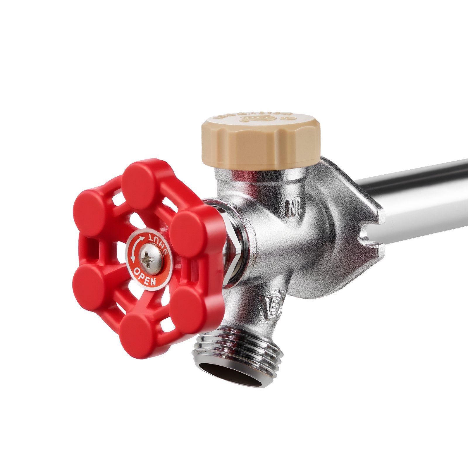 Grifo exterior anticongelante antisifón, 12 pulgadas, conector 1/2" x 3/4", sin plomo.