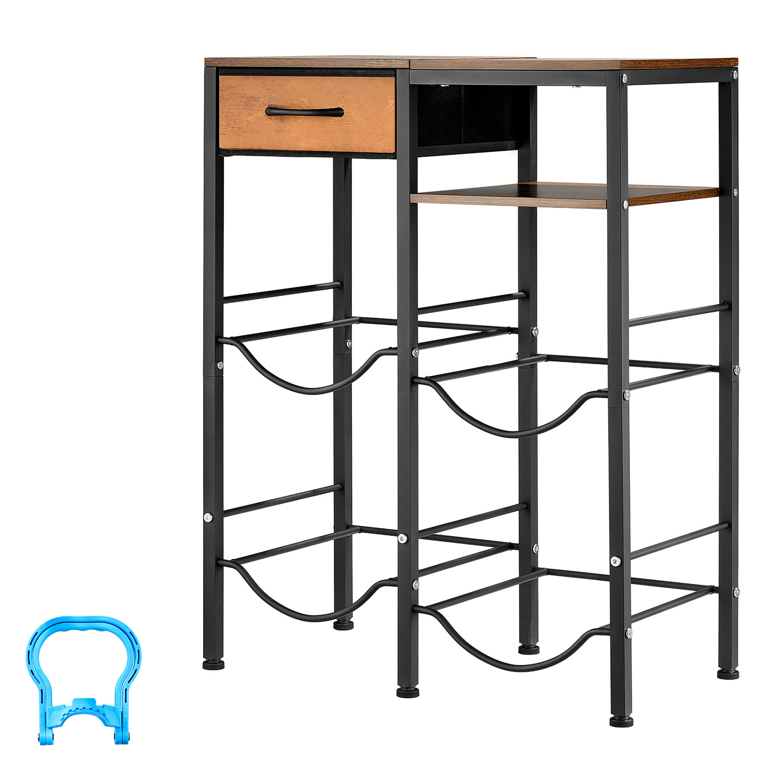 Soporte para garrafones de agua 3 y 5 galones, 4 niveles, doble fila, negro/marrón
